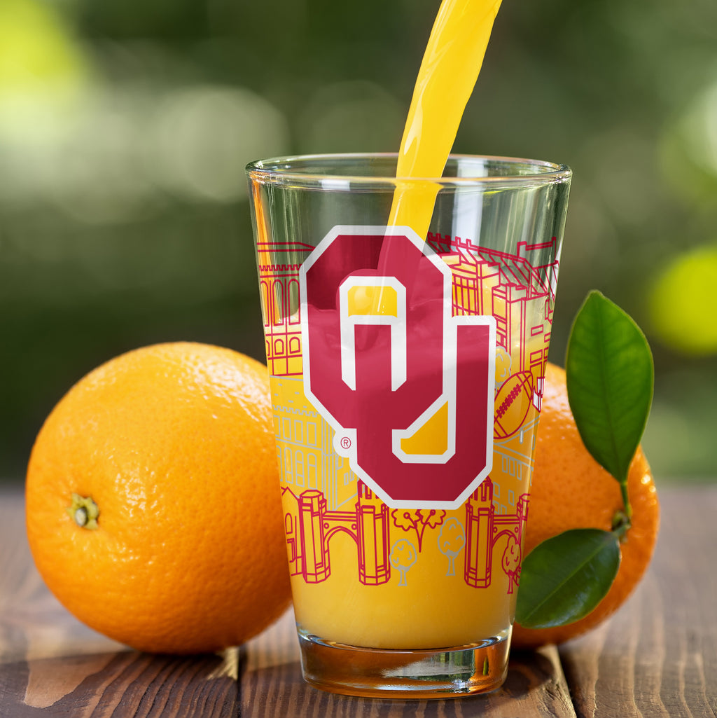 Set of 2 Oklahoma Sooners Campus Line Art 16oz Pints