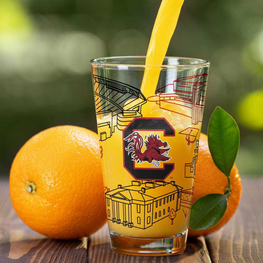 Set of 2 South Carolina Gamecocks Campus Line Art 16oz Pints