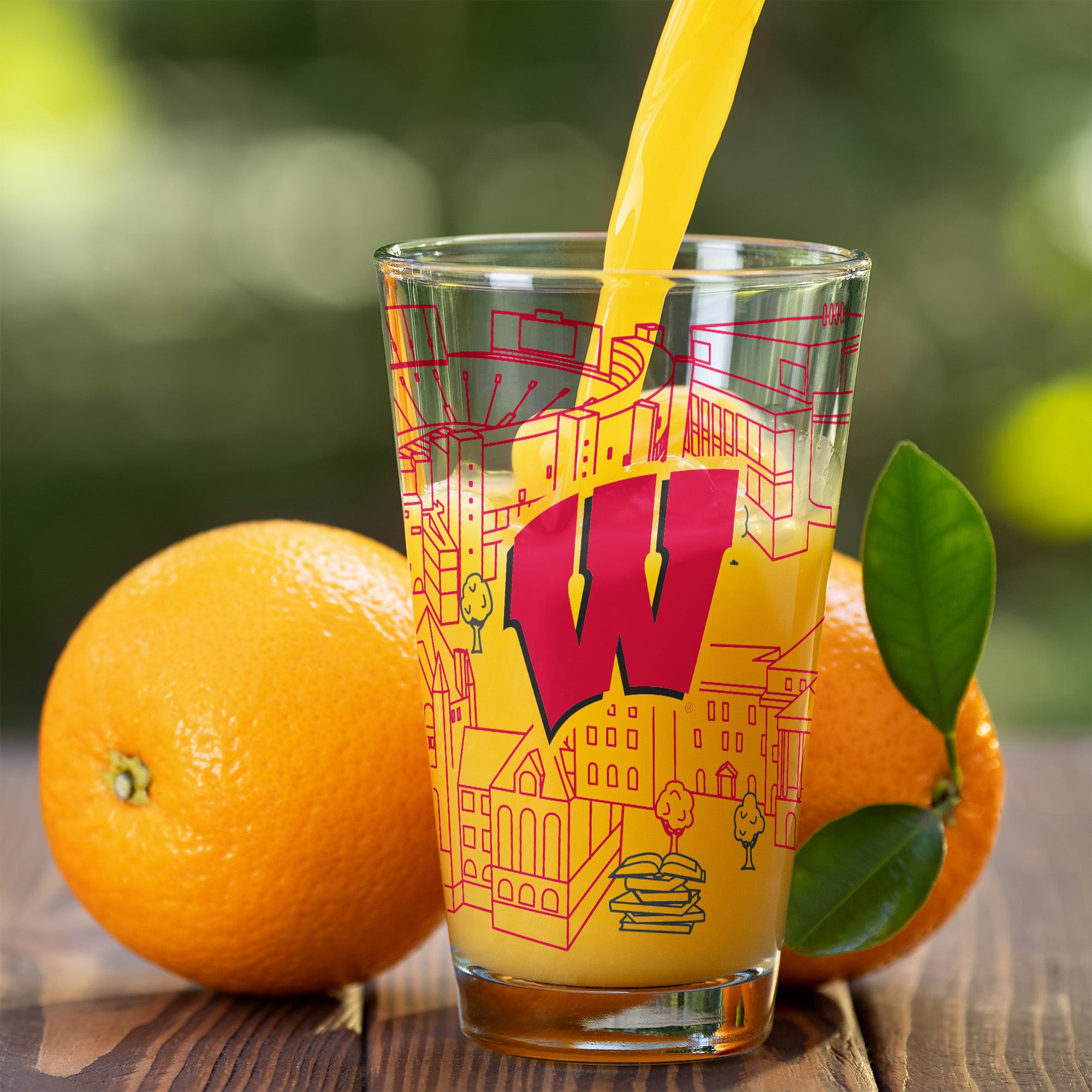 Set of 2 Wisconsin Badgers Campus Line Art 16oz Pints