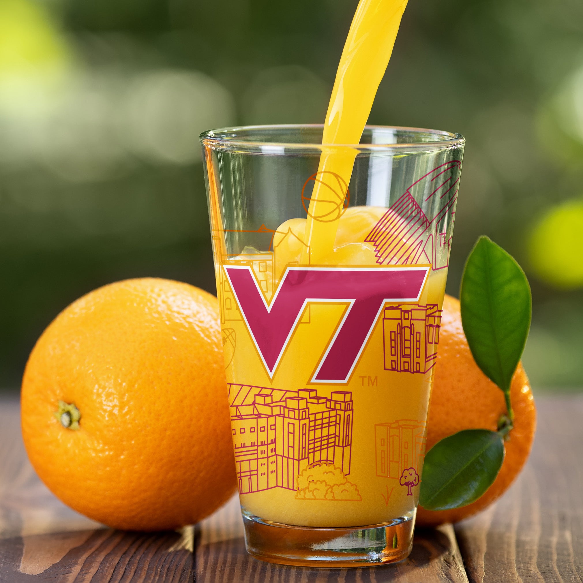 Set of 2 Virginia Tech Hokies Campus Line Art 16oz Pints