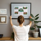 University of Oregon, Framed Collage Watercolor Wall Art 16" x 20" by Laura Wilcox