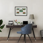 University of Oregon, Framed Collage Watercolor Wall Art 16" x 20" by Laura Wilcox