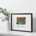 University of Oregon - Jordan Schnitzer Museum of Art, Framed Watercolor Wall Art 11" x 14" by Laura Wilcox