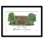 University of Oregon - Knight Library, Framed Watercolor Wall Art 16" x 20" by Laura Wilcox