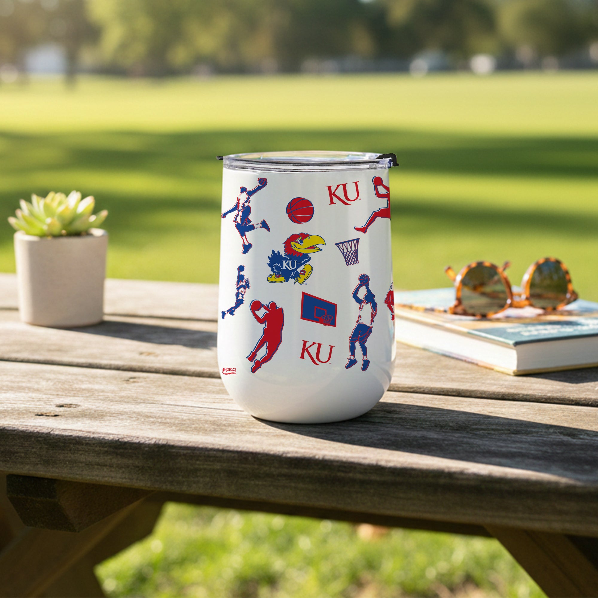 18oz Kansas Jayhawks Basketball Sketch Stainless Tumbler