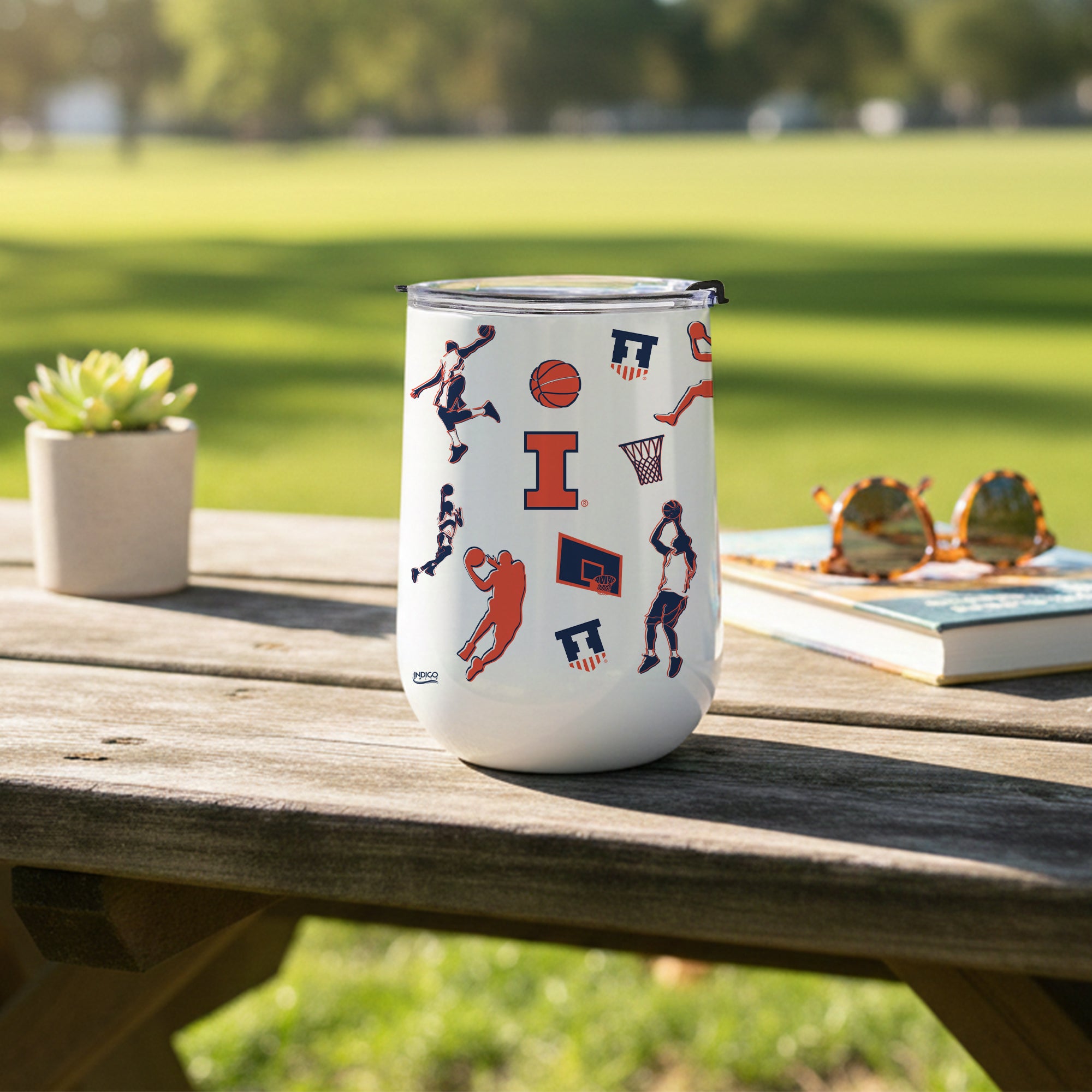 18oz Illinois Fighting Illini Basketball Sketch Stainless Tumbler