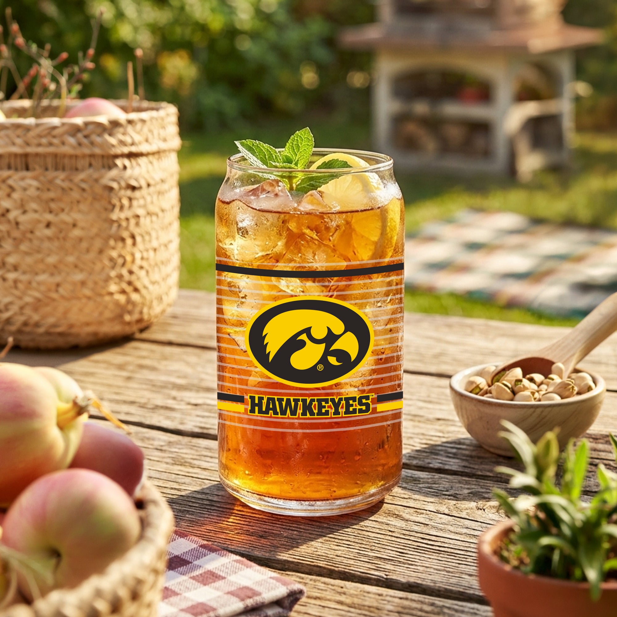 Set of 2 Iowa Hawkeyes 16oz XD Ring Can Glasses
