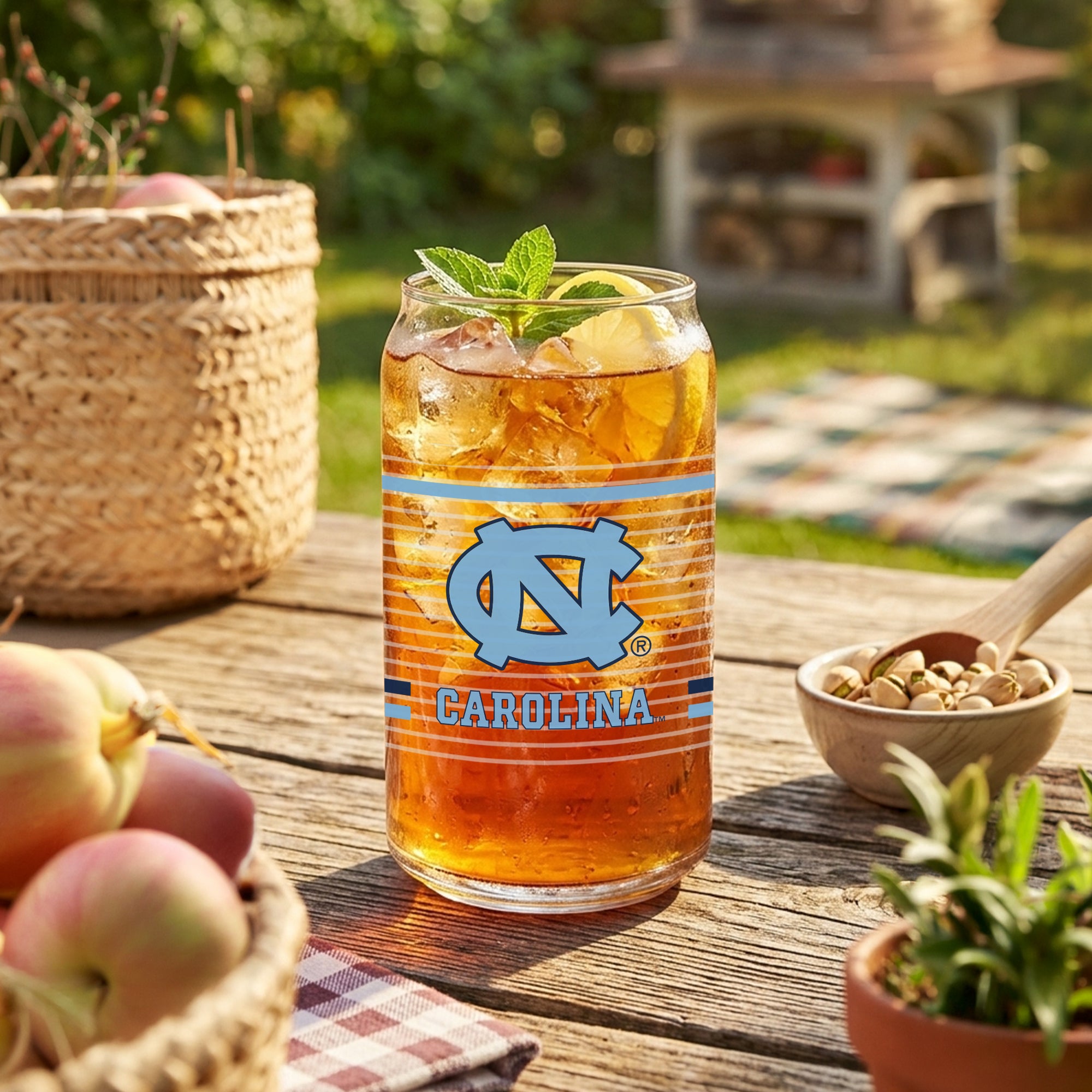 Set of 2 North Carolina Tar Heels 16oz XD Ring Can Glasses