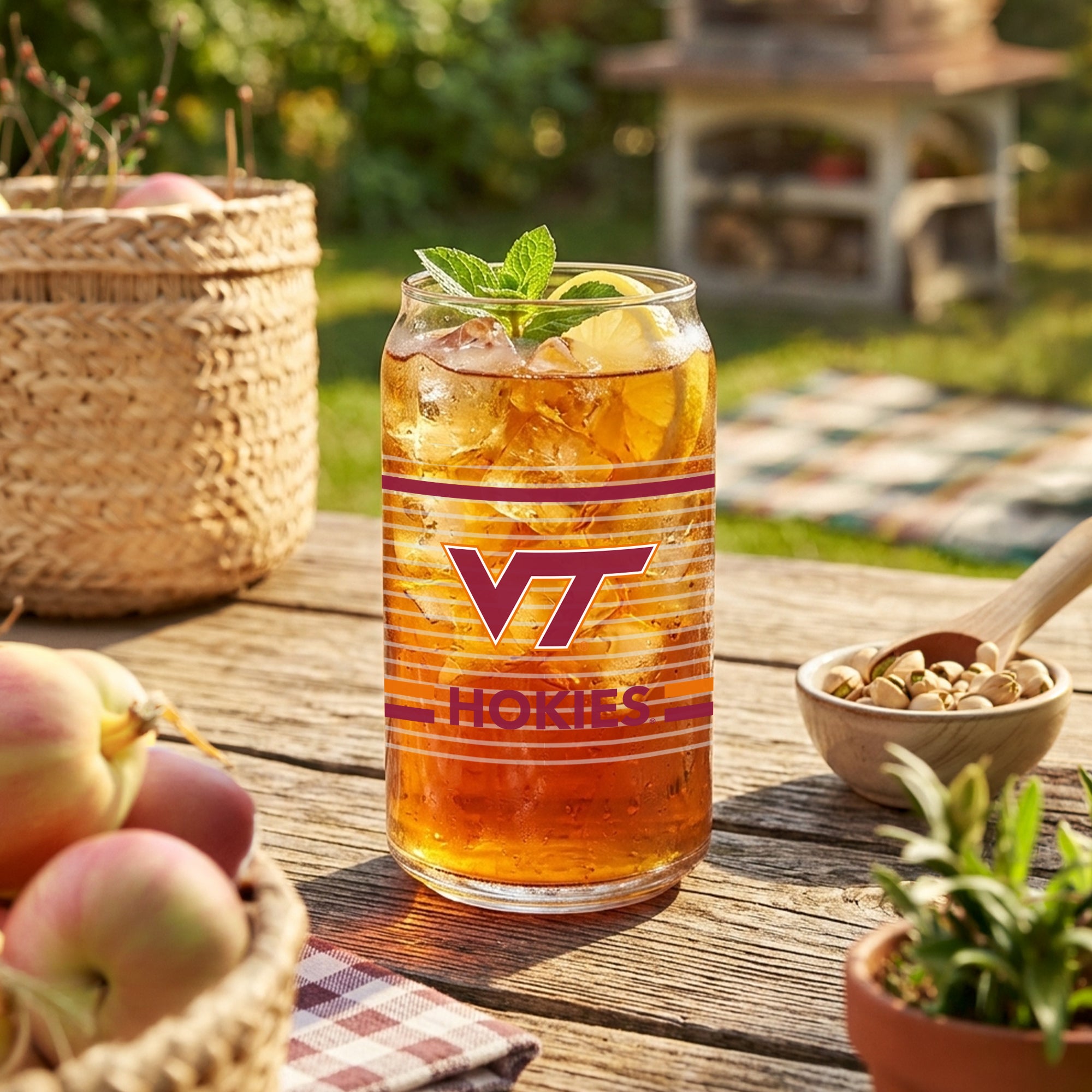 Set of 2 Virginia Tech Hokies 16oz XD Ring Can Glasses