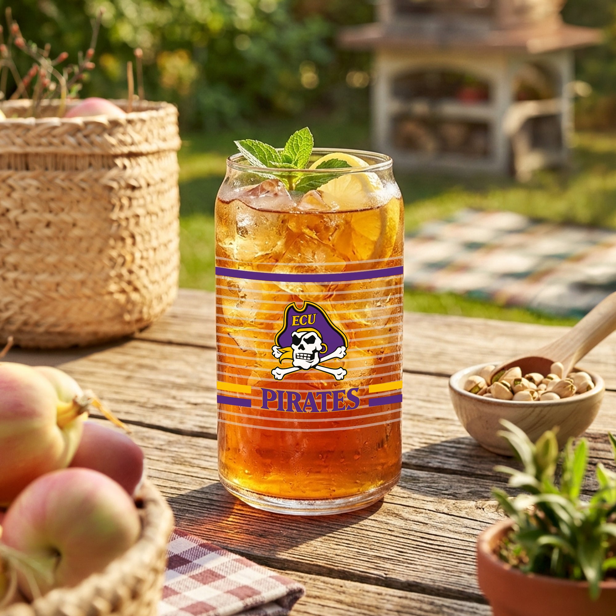 Set of 2 East Carolina Pirates 16oz XD Ring Can Glasses