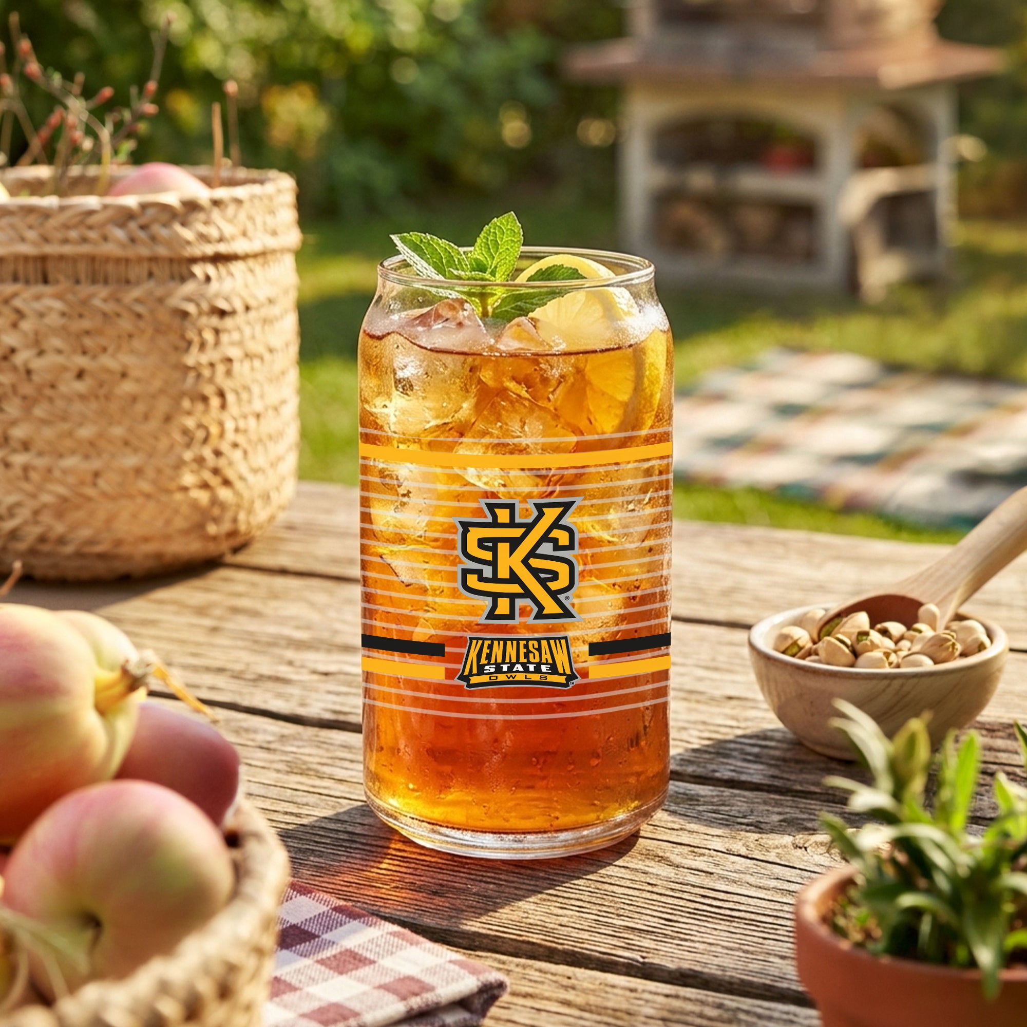 Set of 2 Kennesaw State Owls 16oz XD Ring Can Glasses