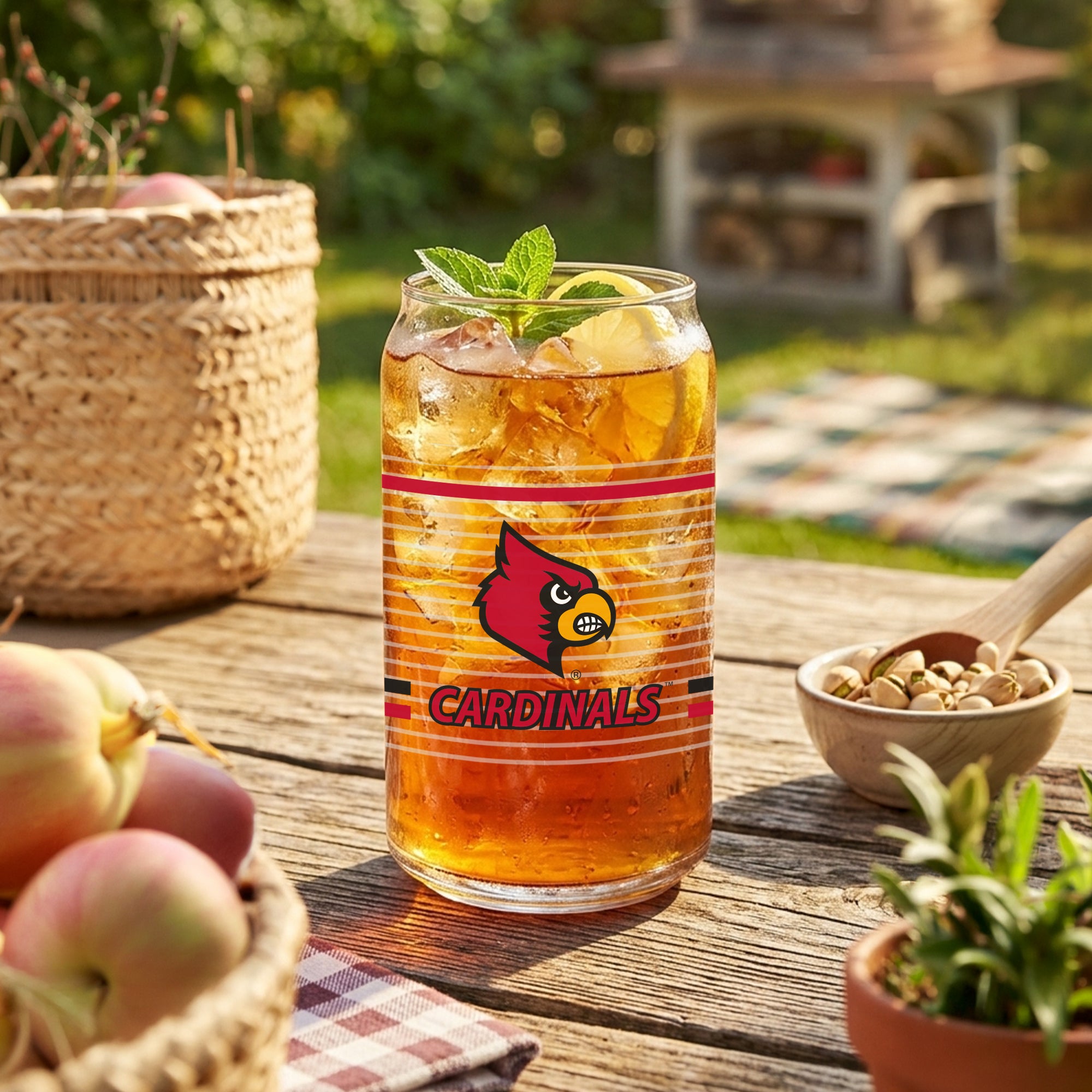 Set of 2 Louisville Cardinals 16oz XD Ring Can Glasses