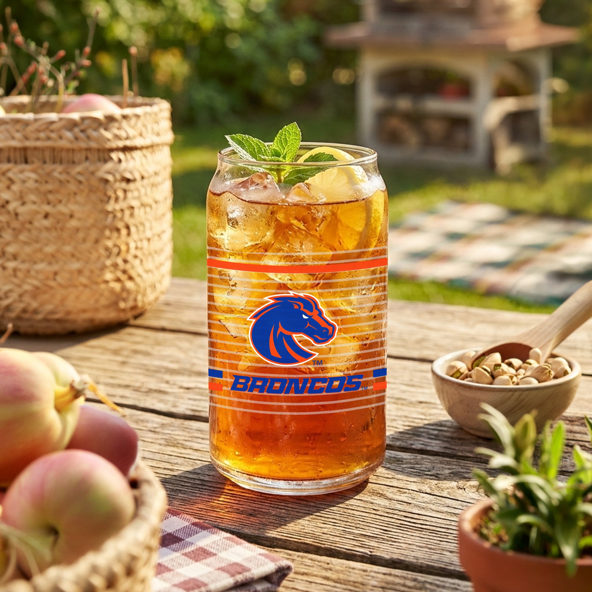 Set of 2 Boise State Broncos 16oz XD Ring Can Glasses