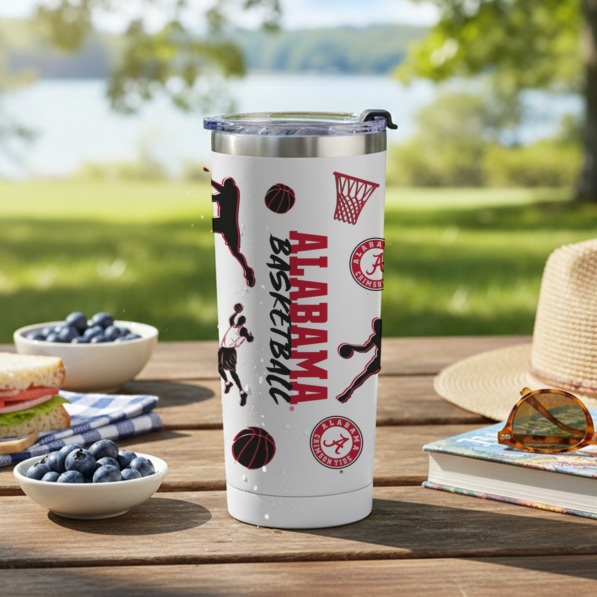 24oz Alabama Crimson Tide Basketball Sketch Tumbler