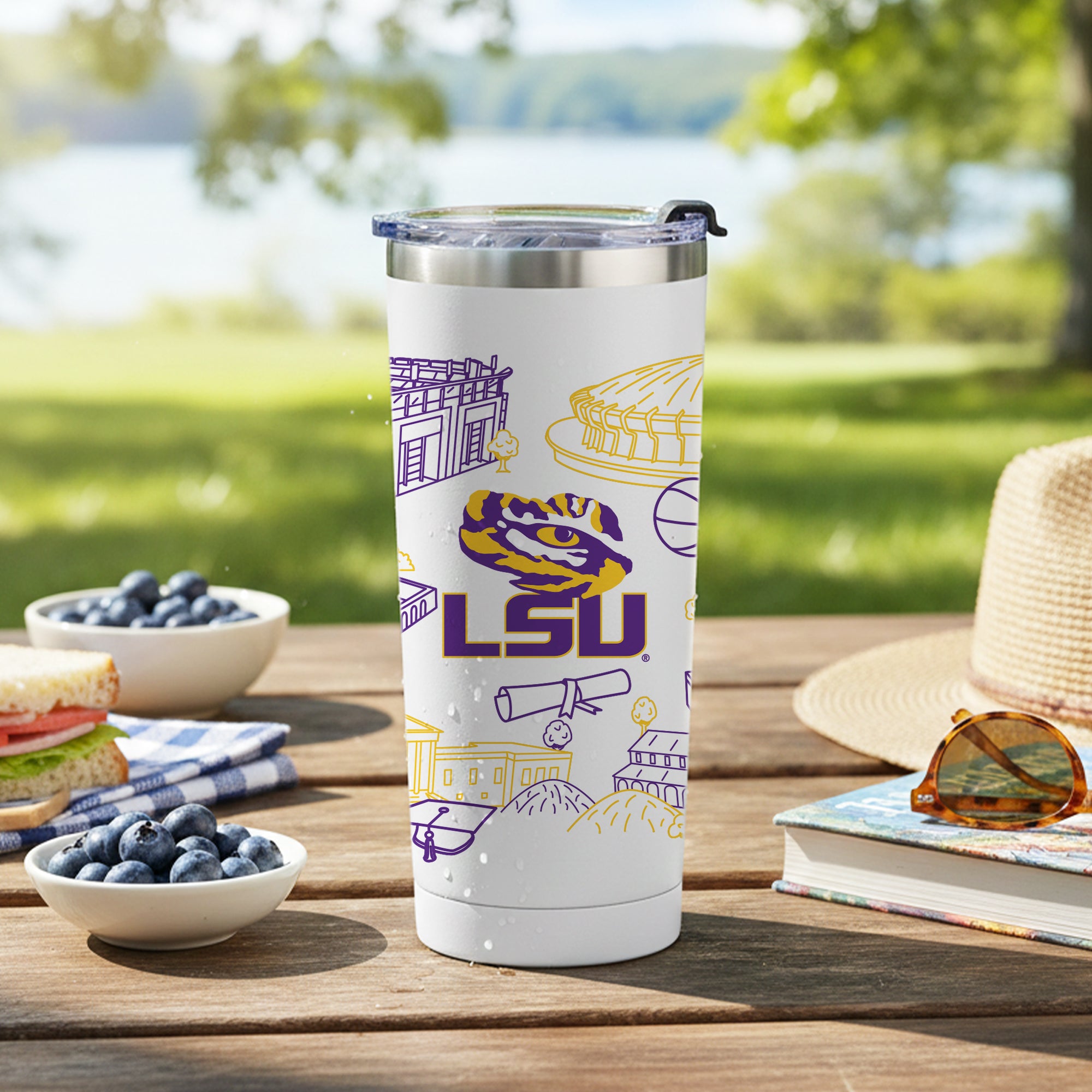 LSU Tigers 24oz Campus Line Art Tumbler