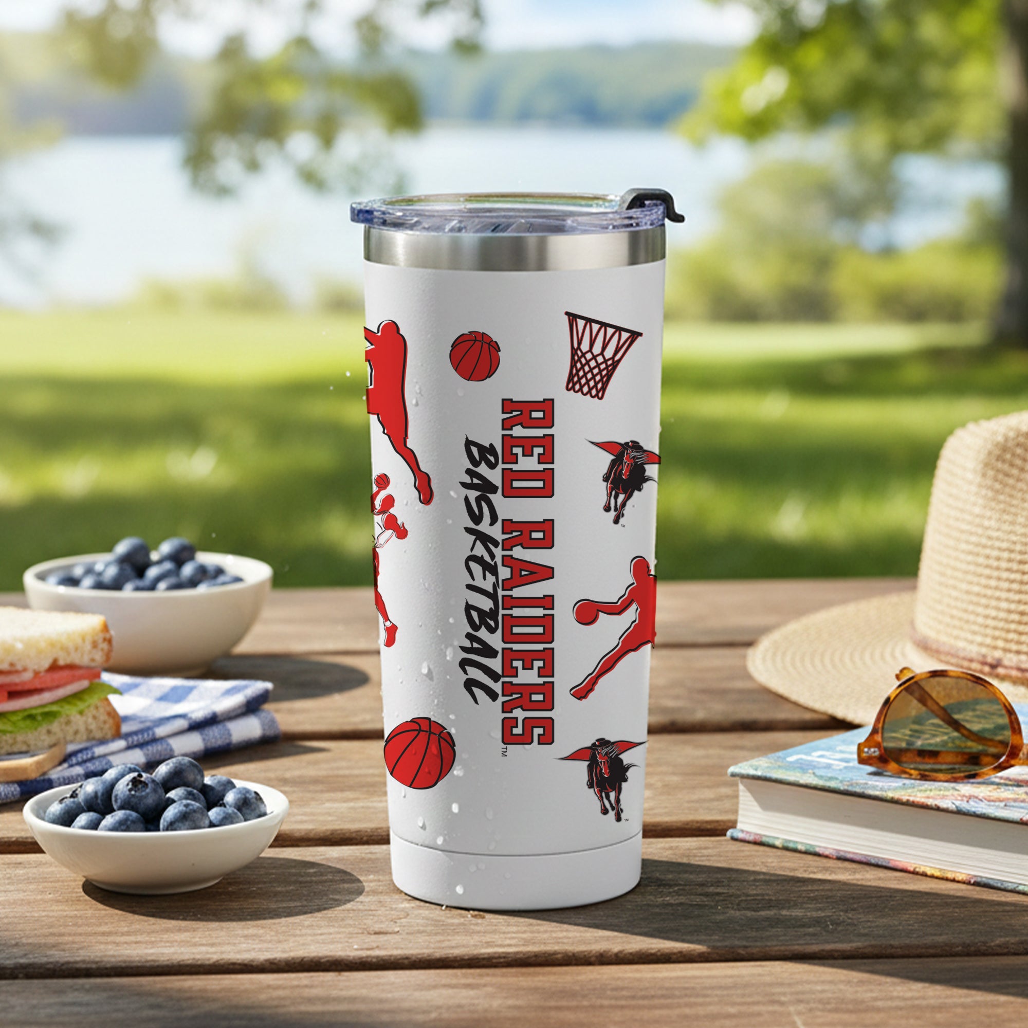 24oz Texas Tech Red Raiders Basketball Sketch Tumbler