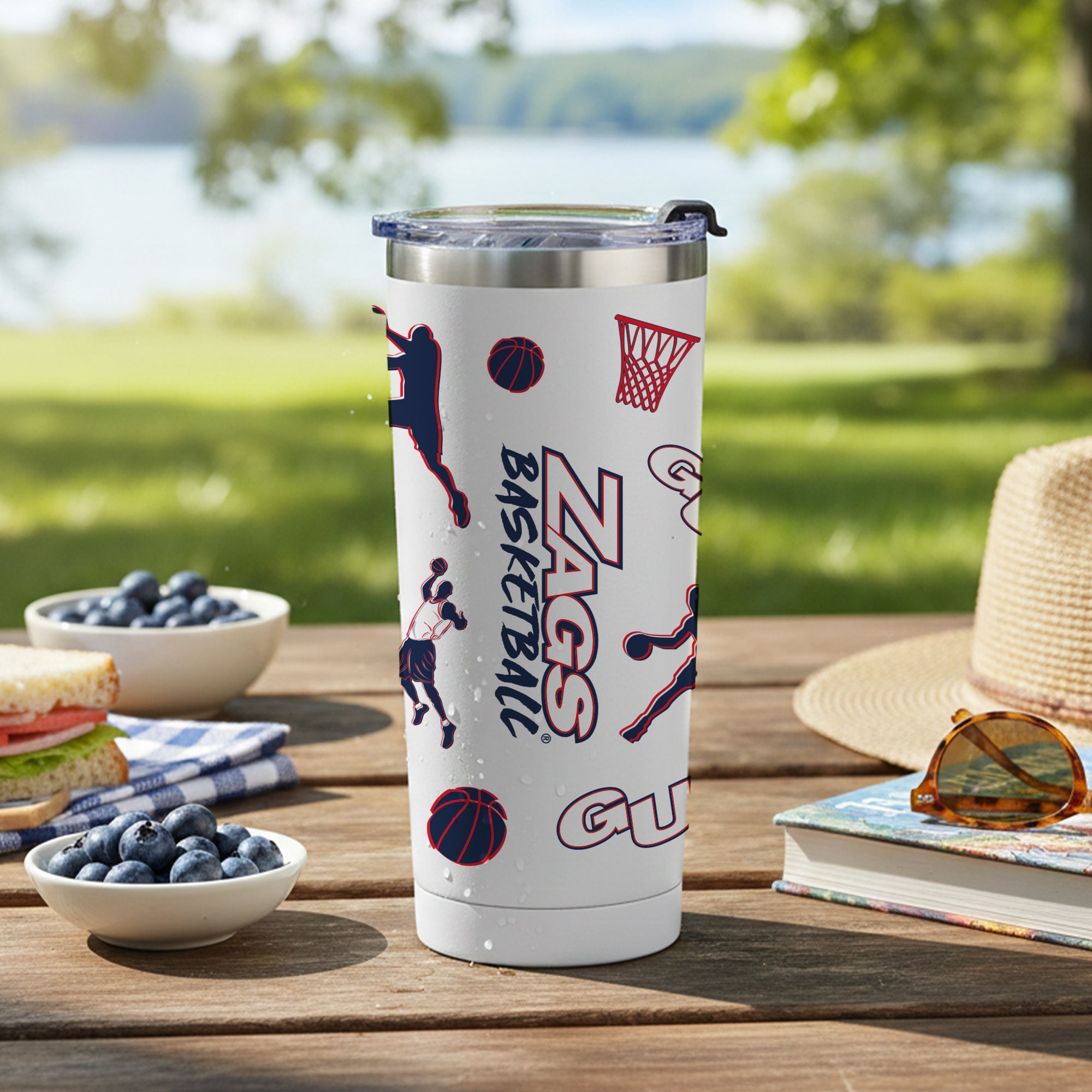 24oz Gonzaga Bulldogs Basketball Sketch Tumbler
