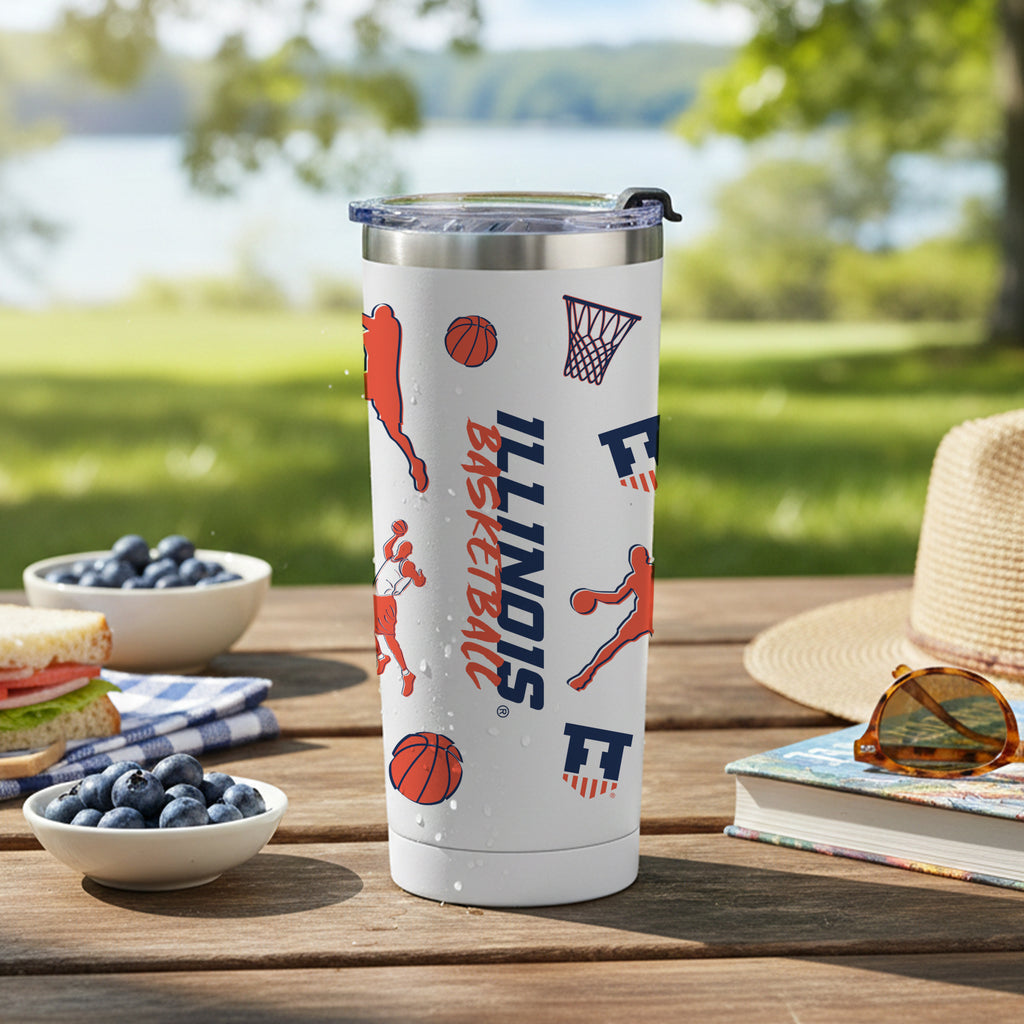 24oz Illinois Fighting Illini Basketball Sketch Tumbler