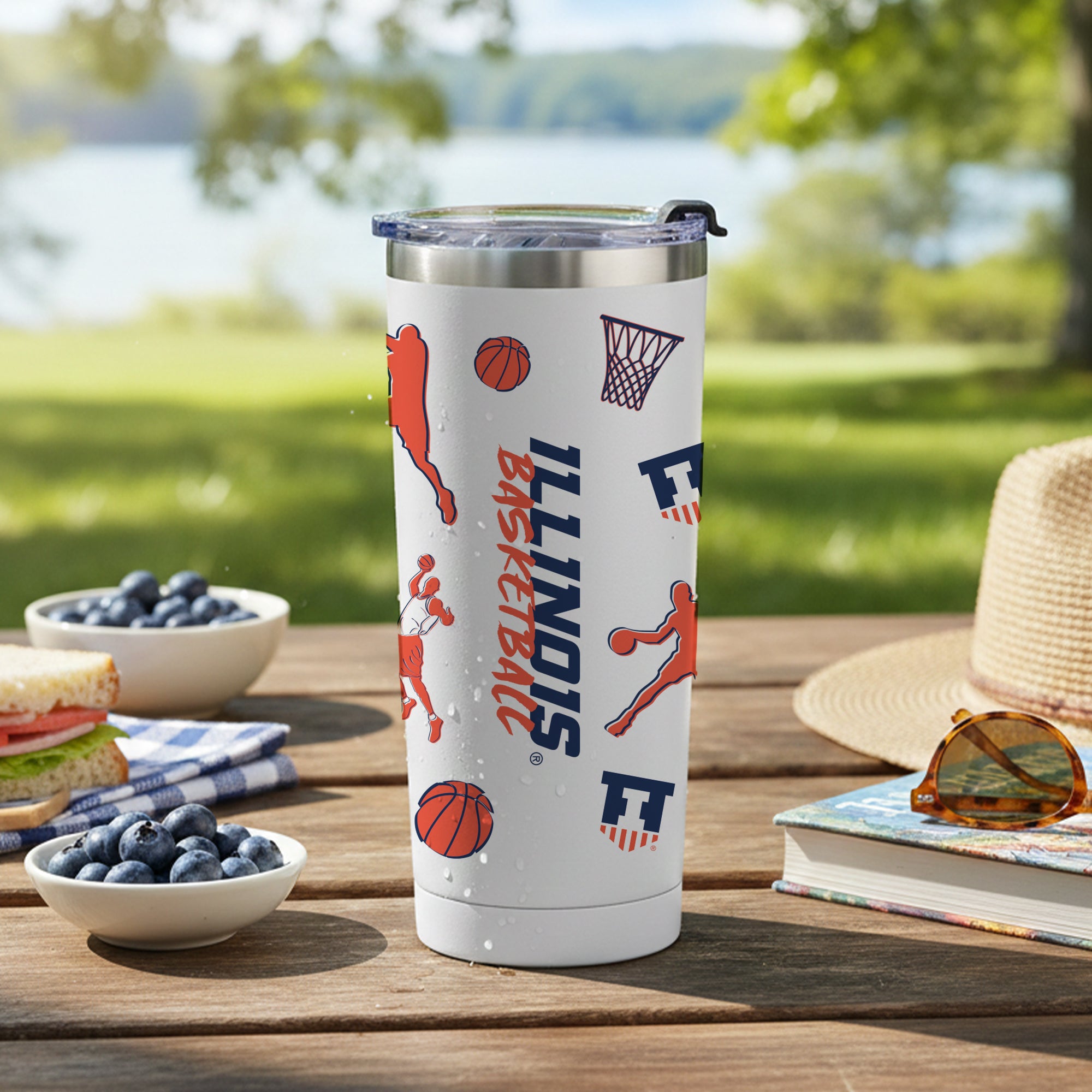 24oz Illinois Fighting Illini Basketball Sketch Tumbler