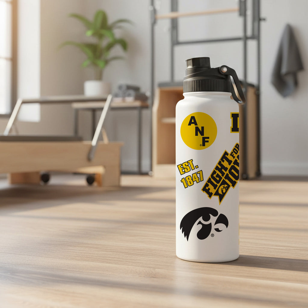 Iowa Hawkeyes 34oz Stainless Steel Medley Aqua Bottle
