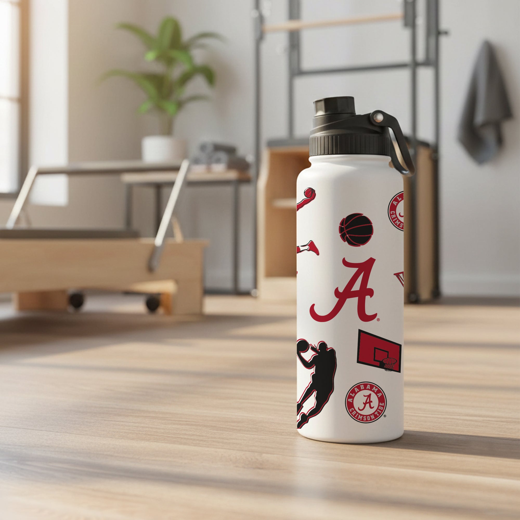 34oz Alabama Crimson Tide Basketball Sketch Aqua Bottle