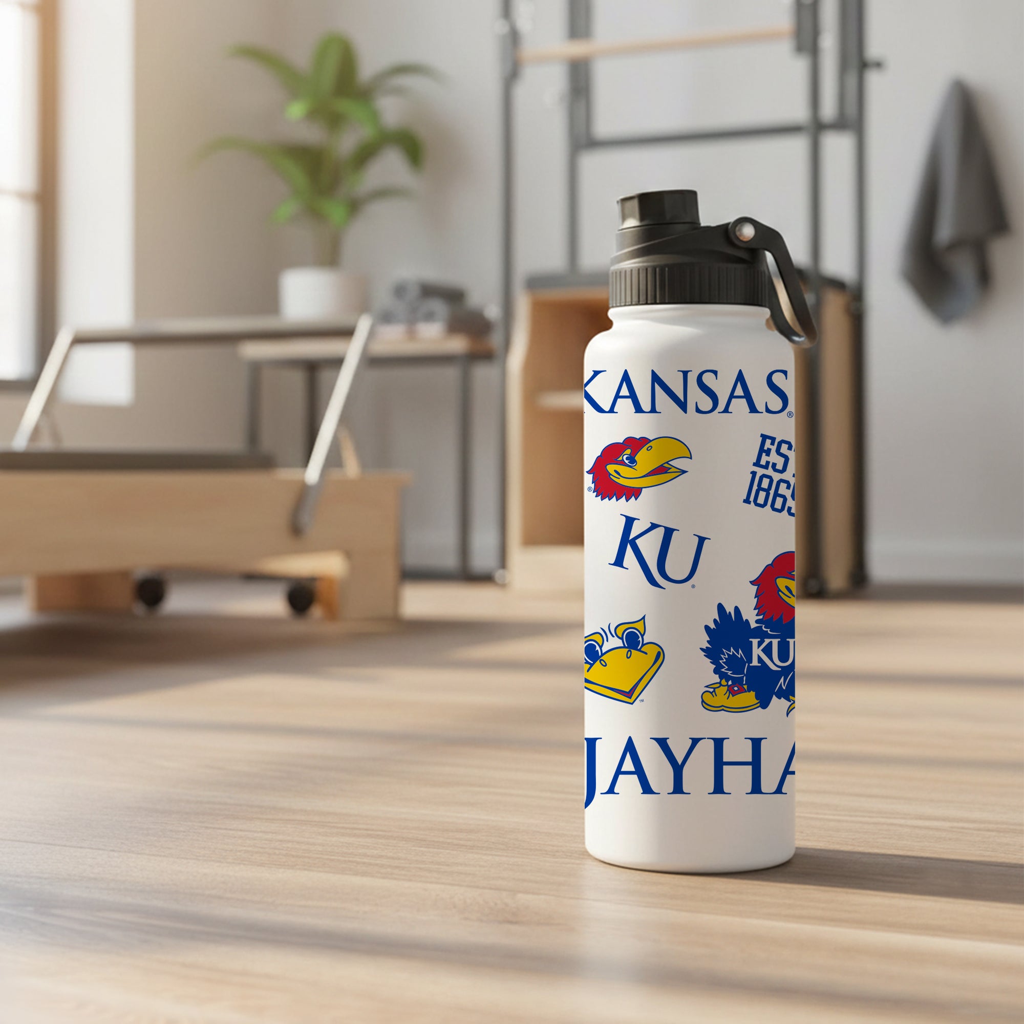 Kansas Jayhawks 34oz Stainless Steel Medley Aqua Bottle