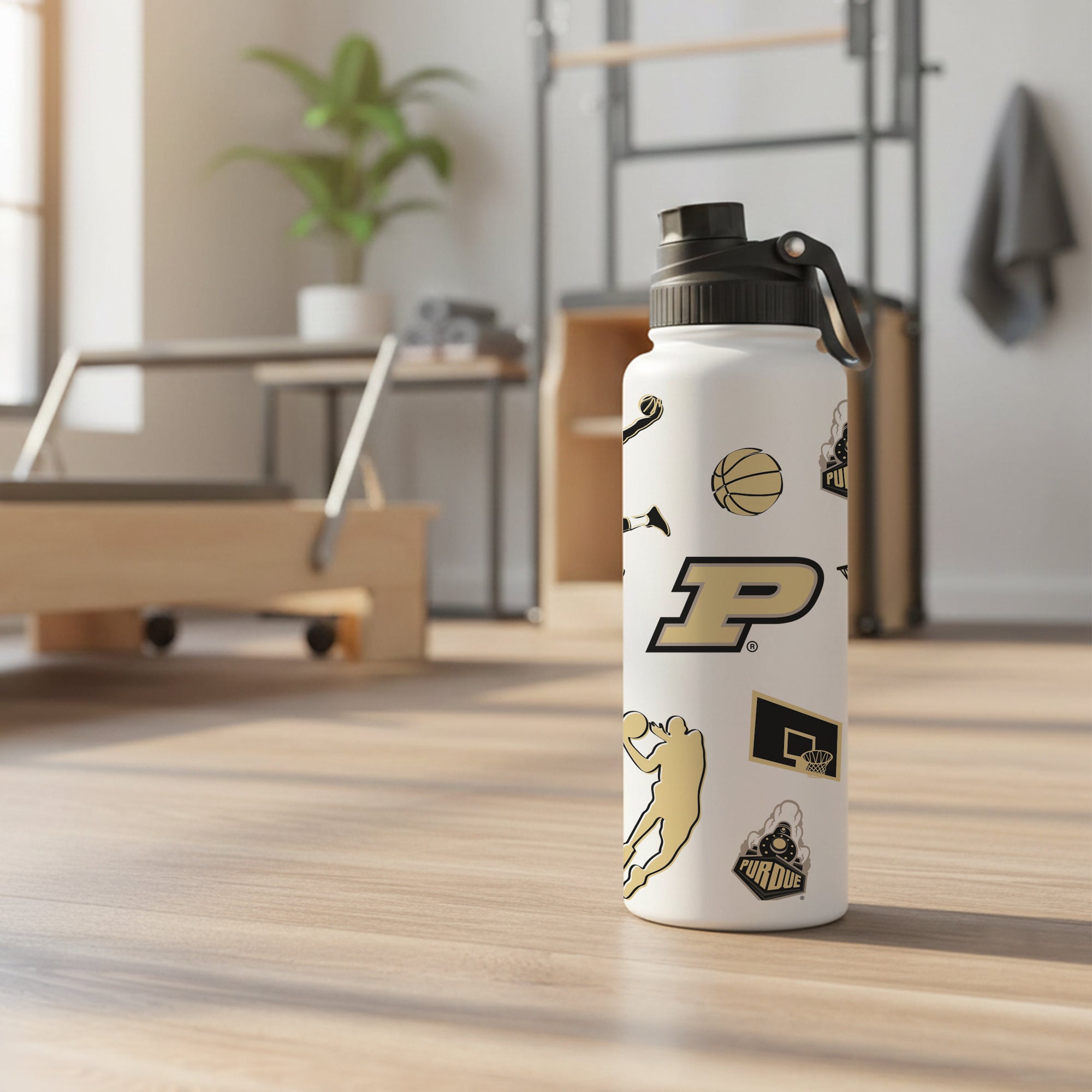 34oz Purdue Boilermakers Basketball Sketch Aqua Bottle