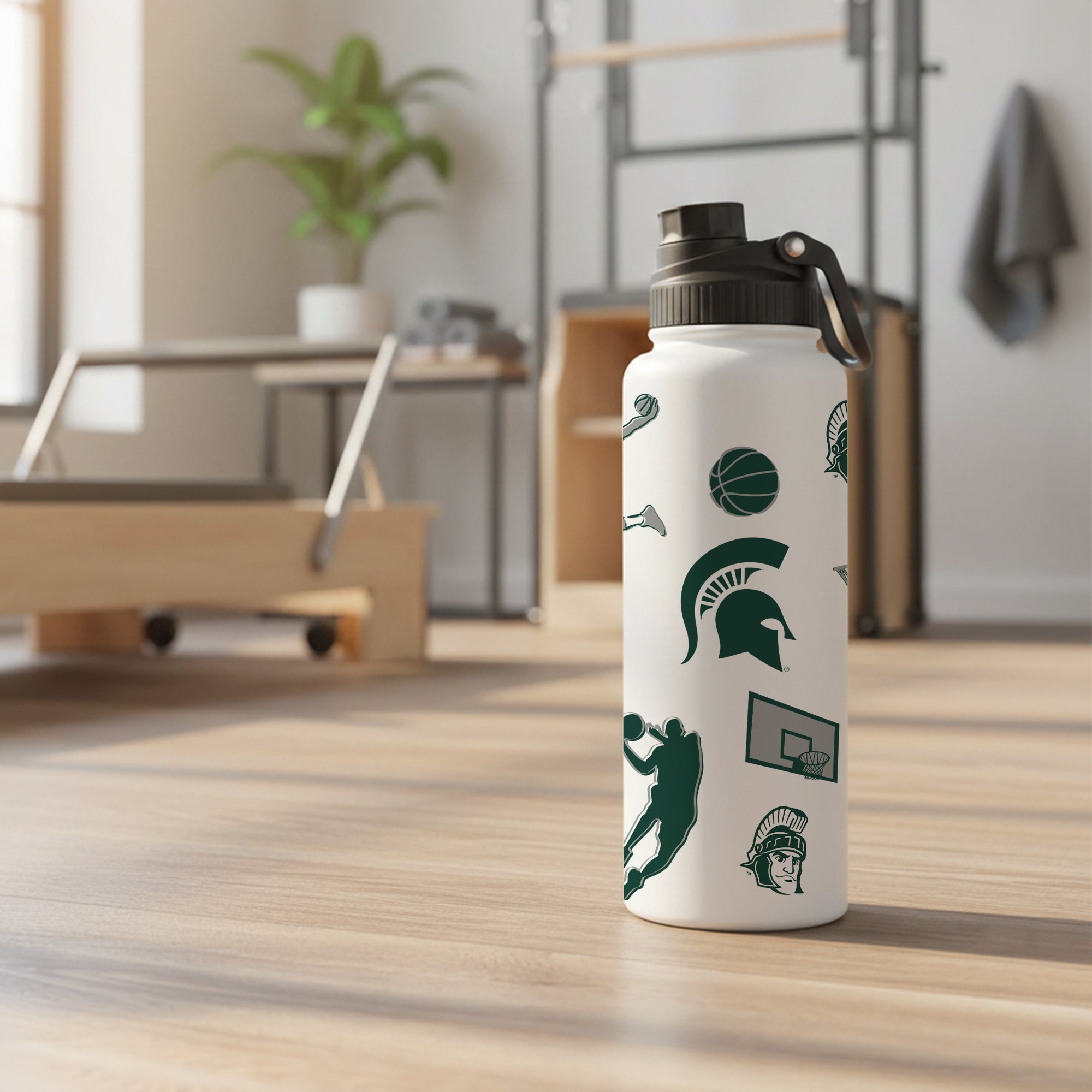 34oz Michigan State Spartans Basketball Sketch Aqua Bottle