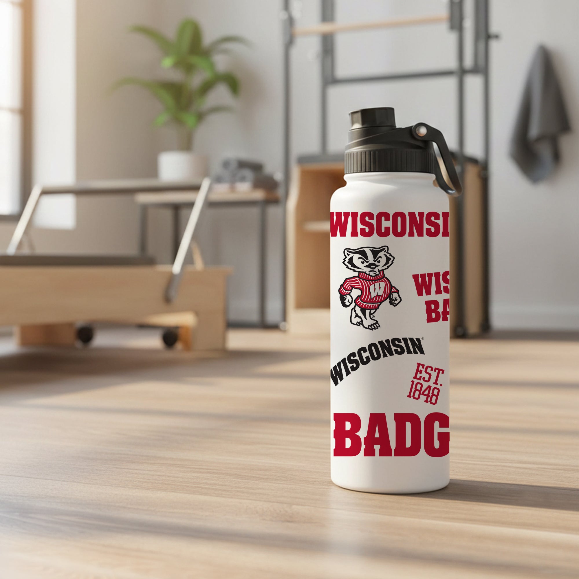 Wisconsin Badgers 34oz Stainless Steel Medley Aqua Bottle