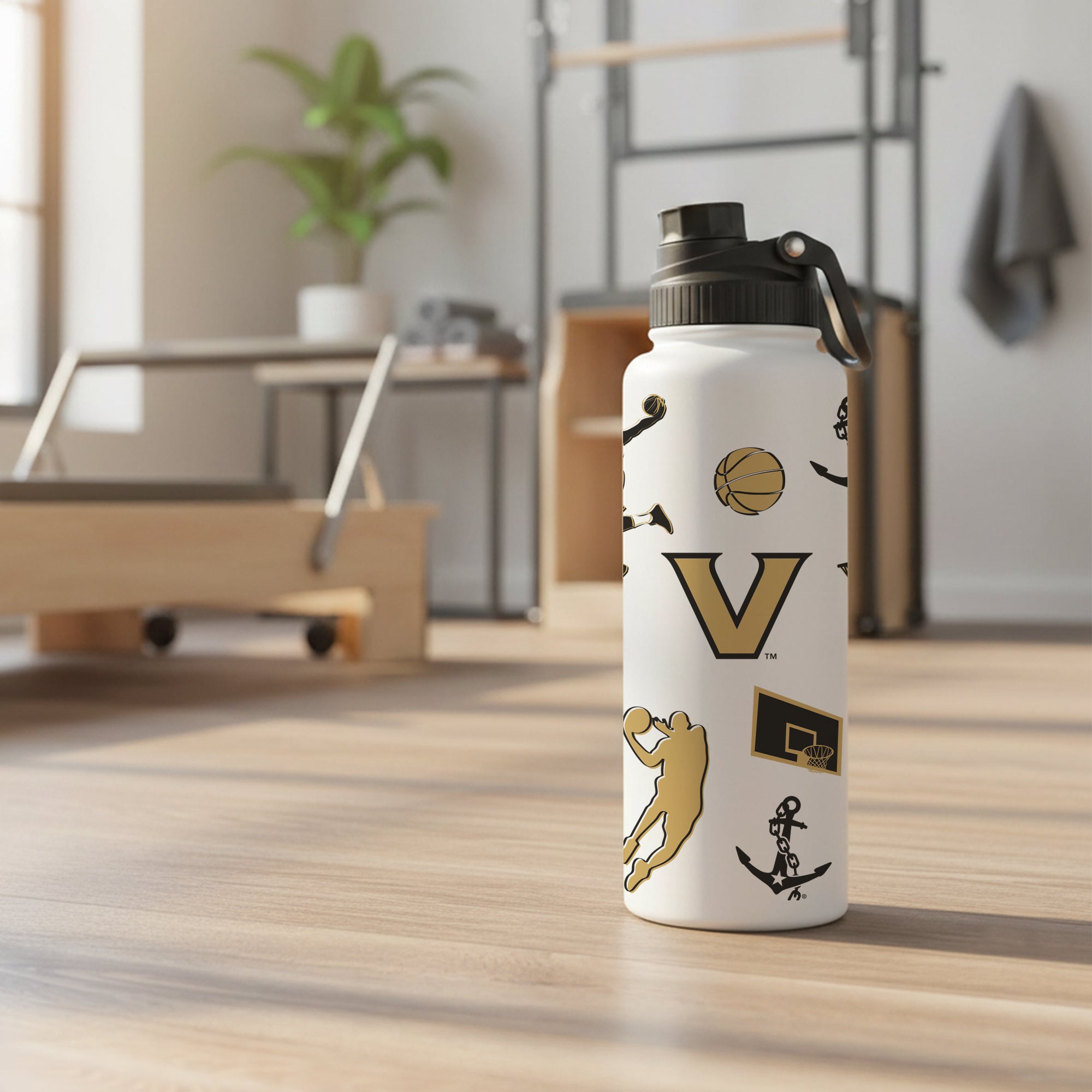 34oz Vanderbilt Commodores Basketball Sketch Aqua Bottle
