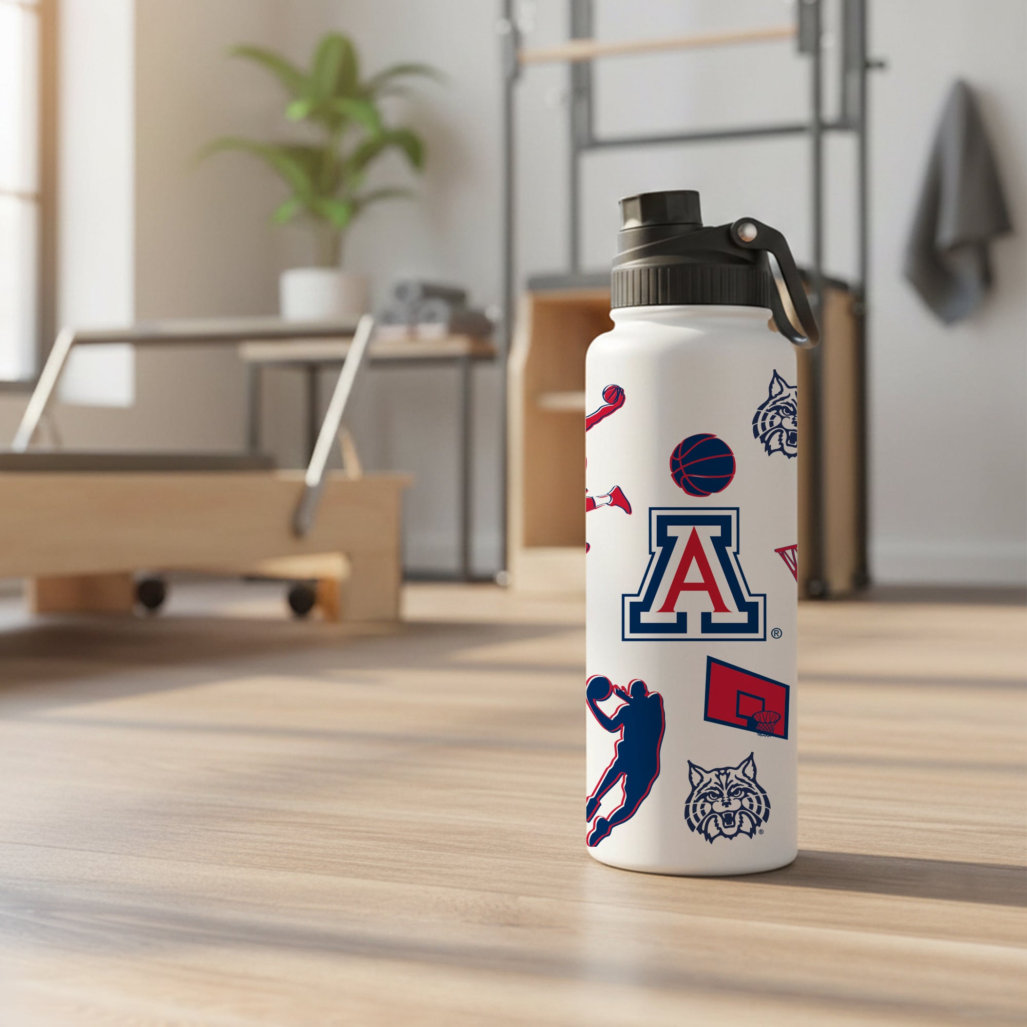34oz Arizona Wildcats Basketball Sketch Aqua Bottle