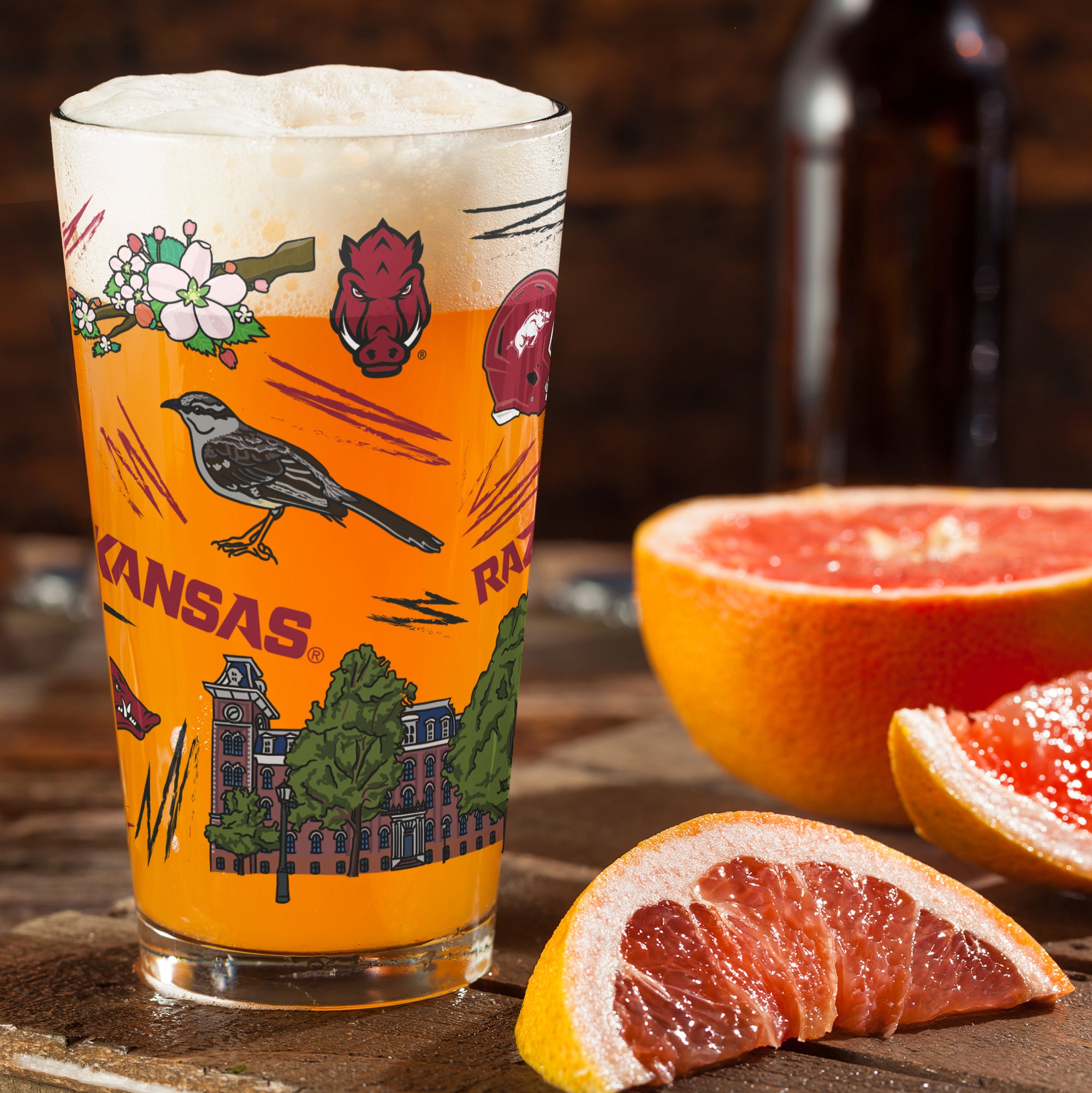 Set of 2 Arkansas Razorbacks Local 16oz Pints