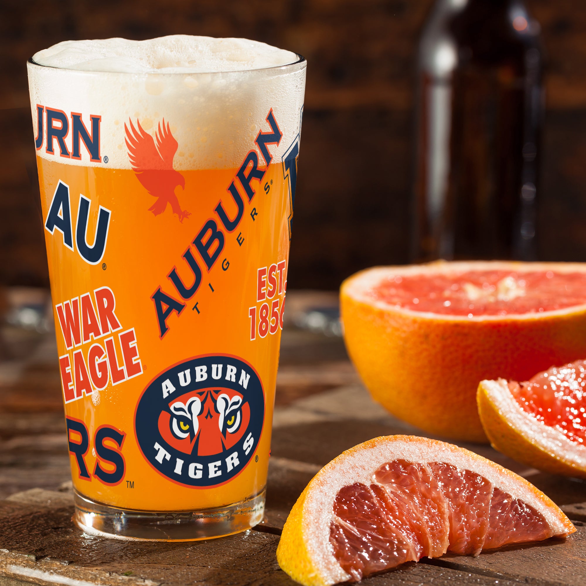 Set of 4 Auburn Tigers 16oz Medley Pint Glasses
