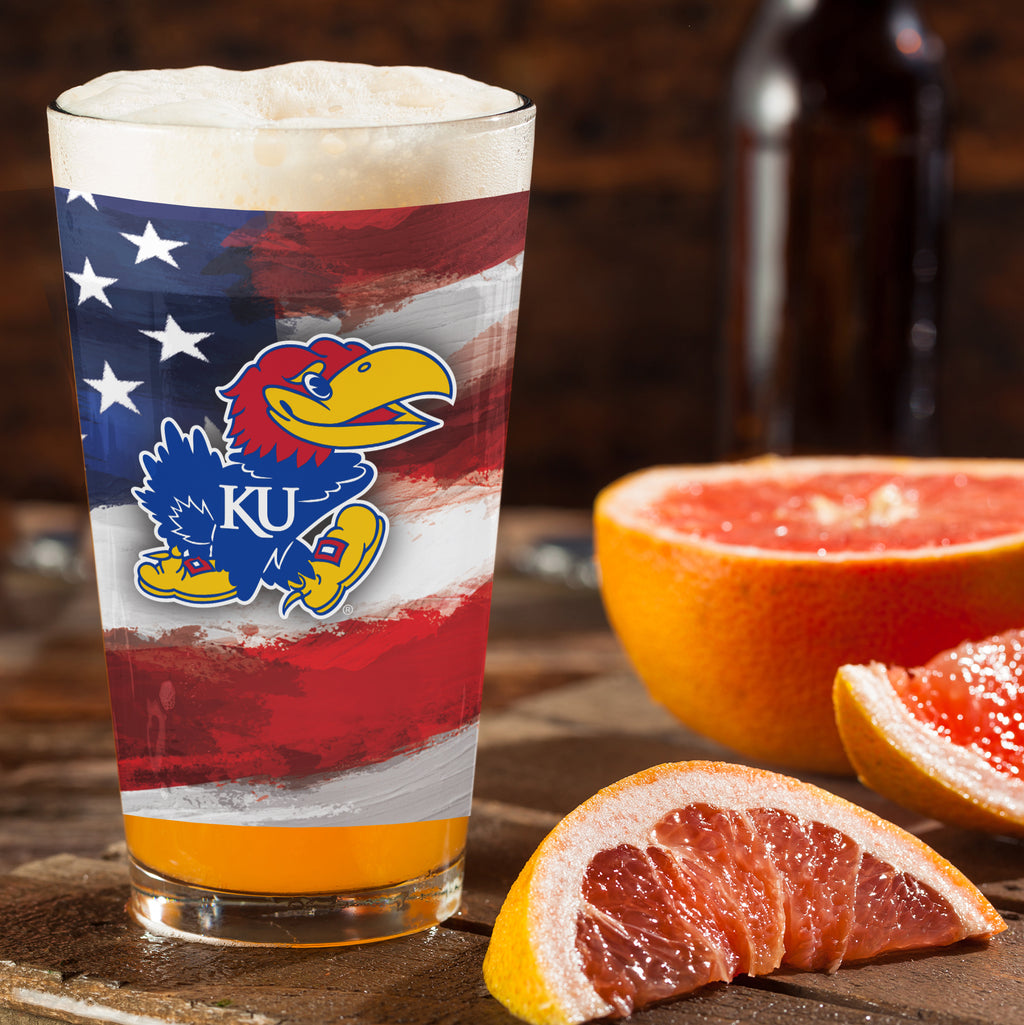 Set of 2 Kansas Jayhawks 16oz Americana Pints