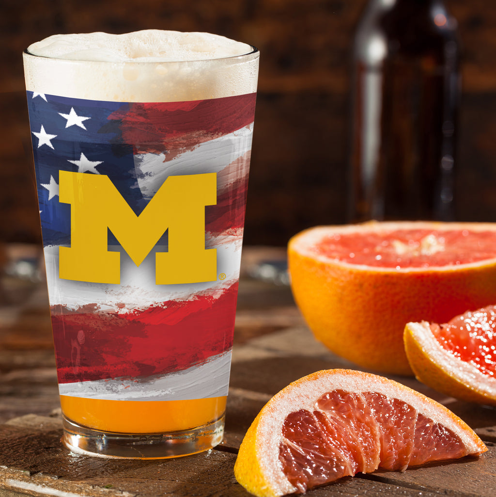 Set of 2 Michigan Wolverines 16oz Americana Pints