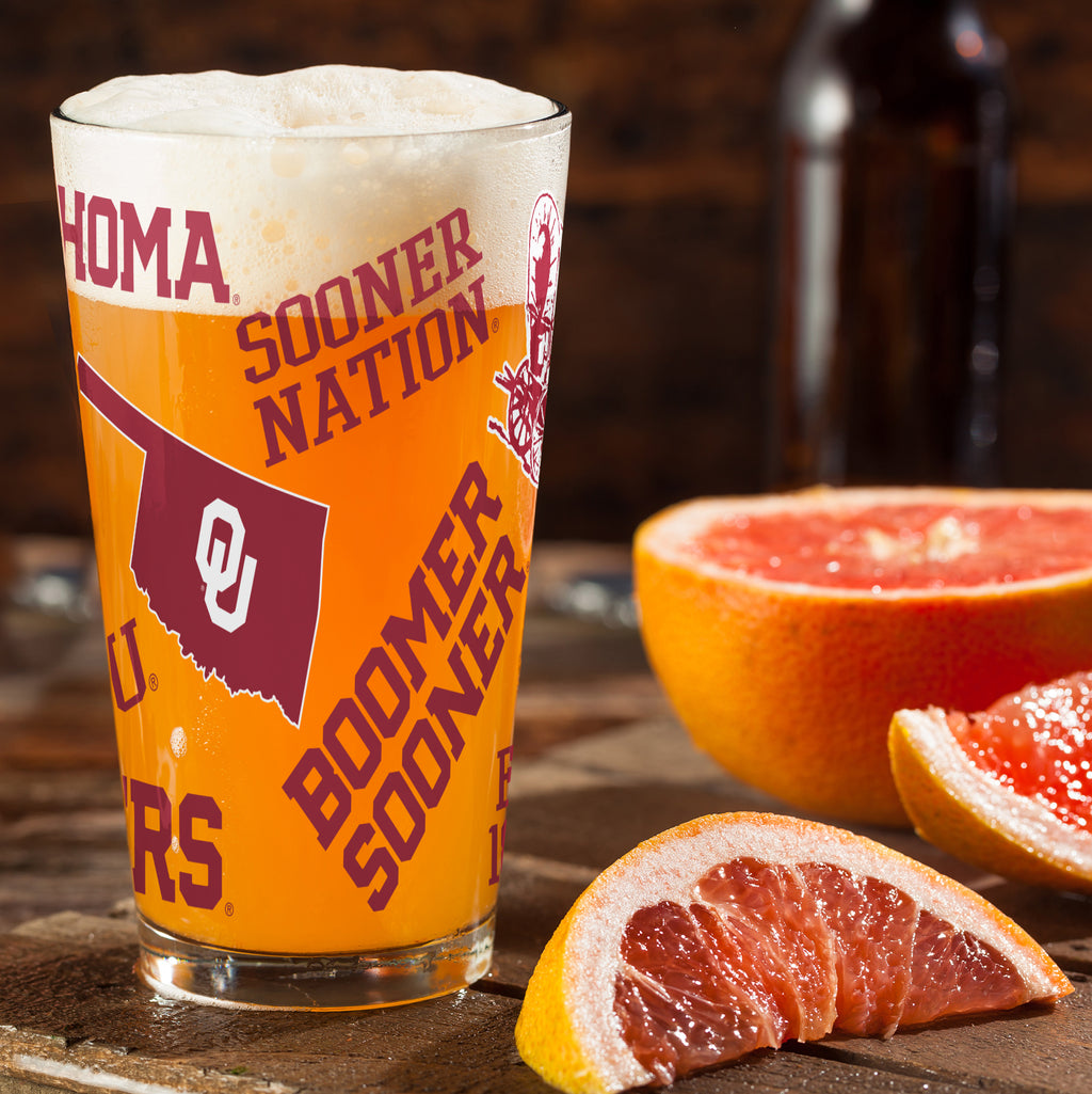 Set of 4 Oklahoma Sooners 16oz Medley Pint Glasses