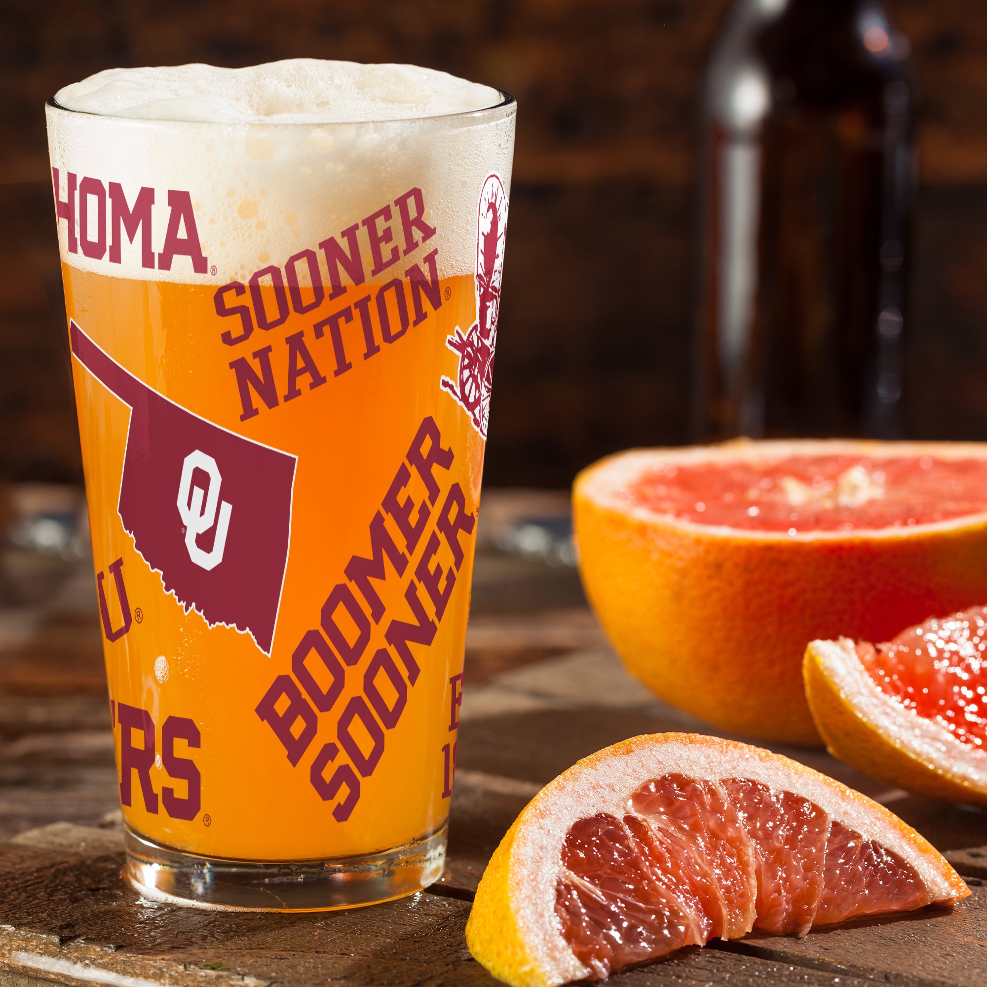 Set of 4 Oklahoma Sooners 16oz Medley Pint Glasses