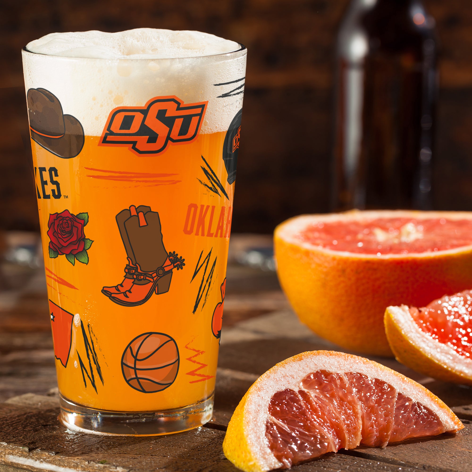 Set of 2 Oklahoma State Cowboys Local 16oz Pints