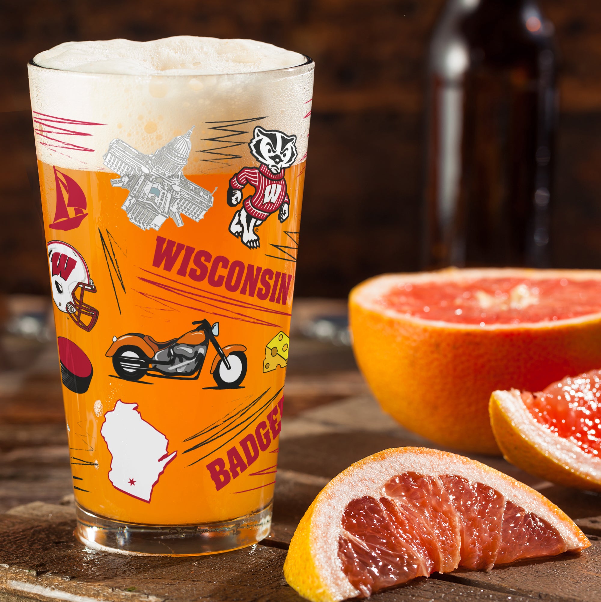 Set of 2 Wisconsin Badgers Local 16oz Pints