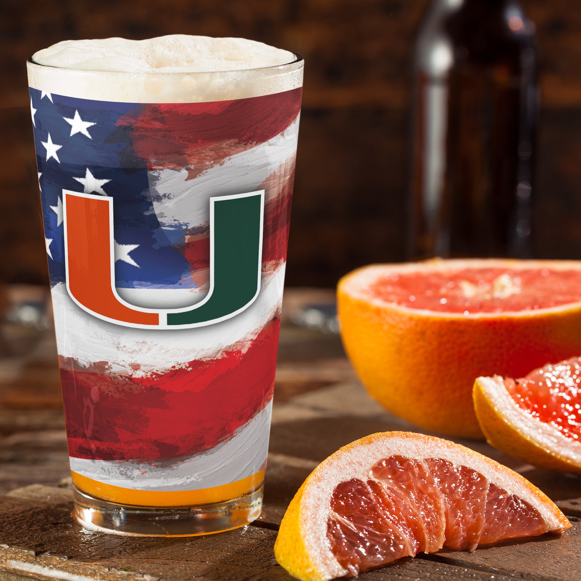 Set of 2 Miami Hurricanes 16oz Americana Pints