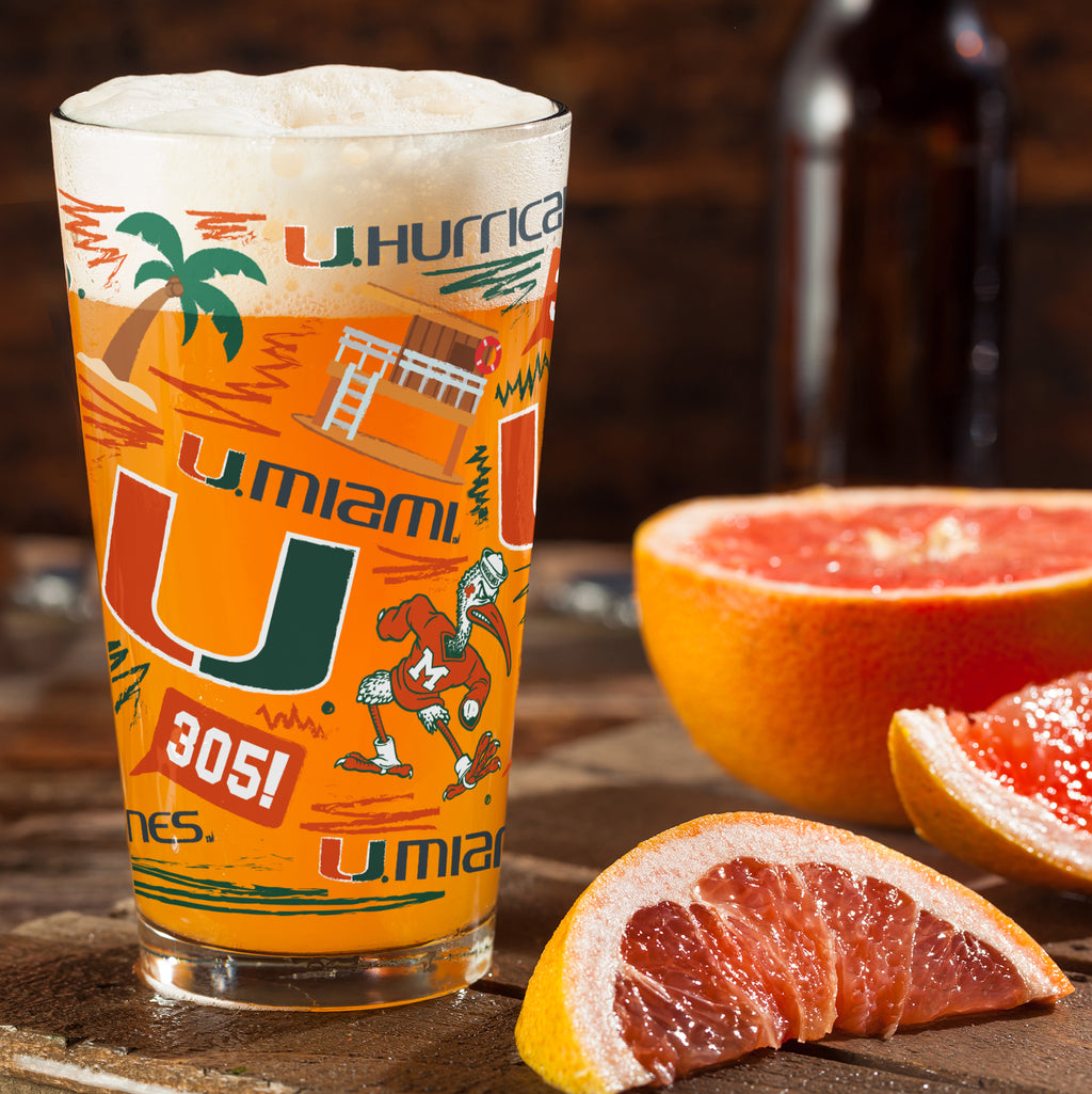 Set of 2 Miami Hurricanes Local 16oz Pints