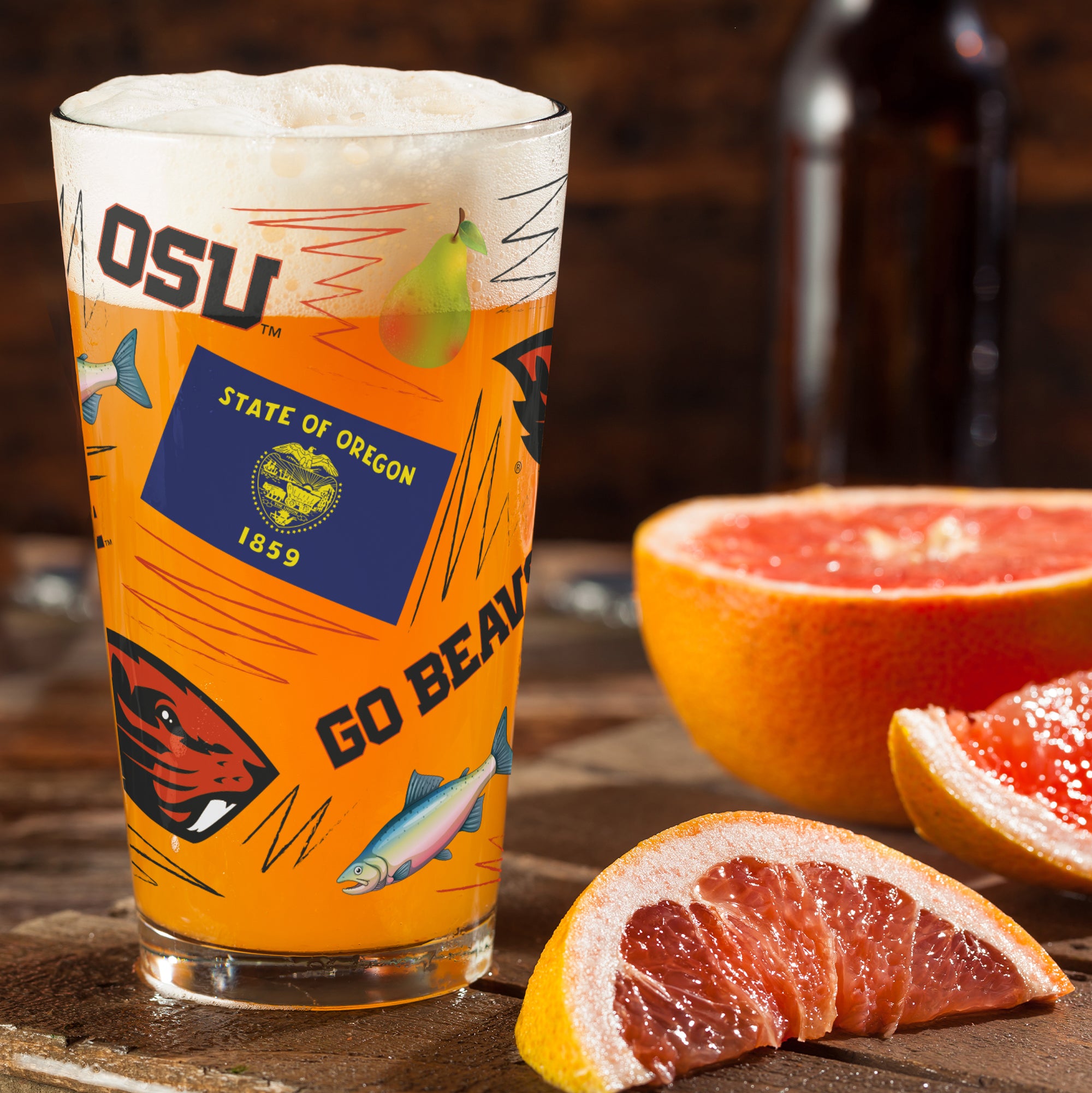 Set of 2 Oregon State Beavers Local 16oz Pints