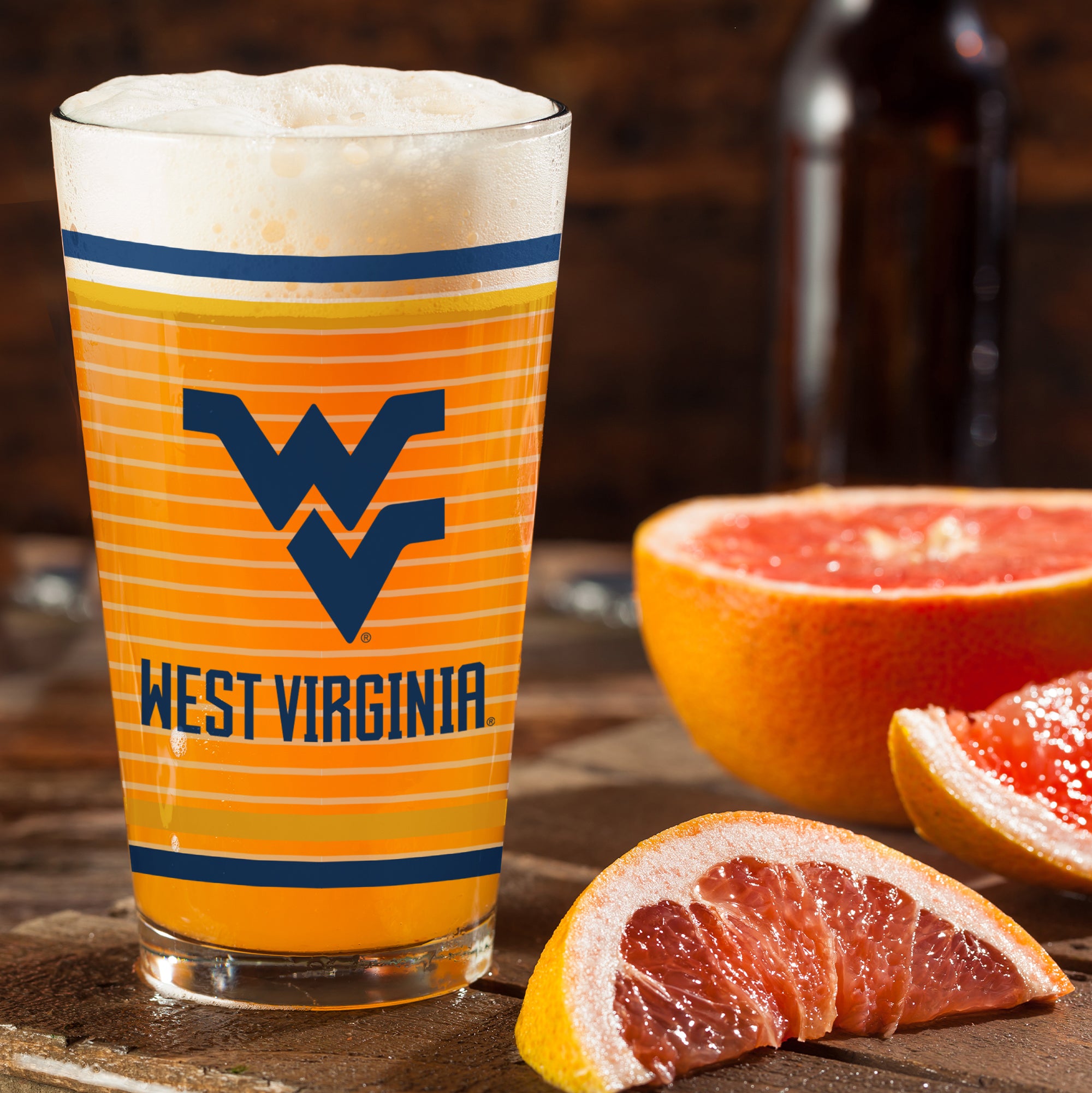 Set of 2 West Virginia Mountaineers 16oz Ring Pints