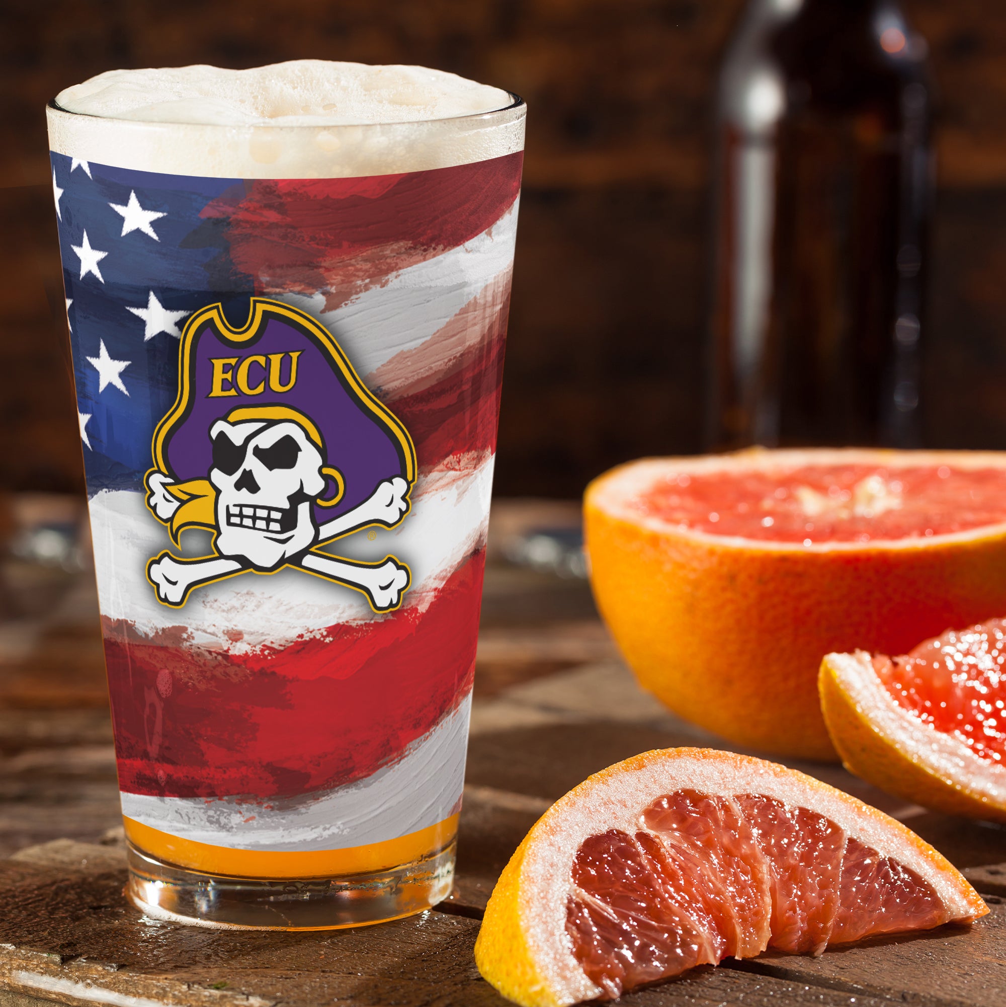 Set of 2 East Carolina Pirates 16oz Americana Pints
