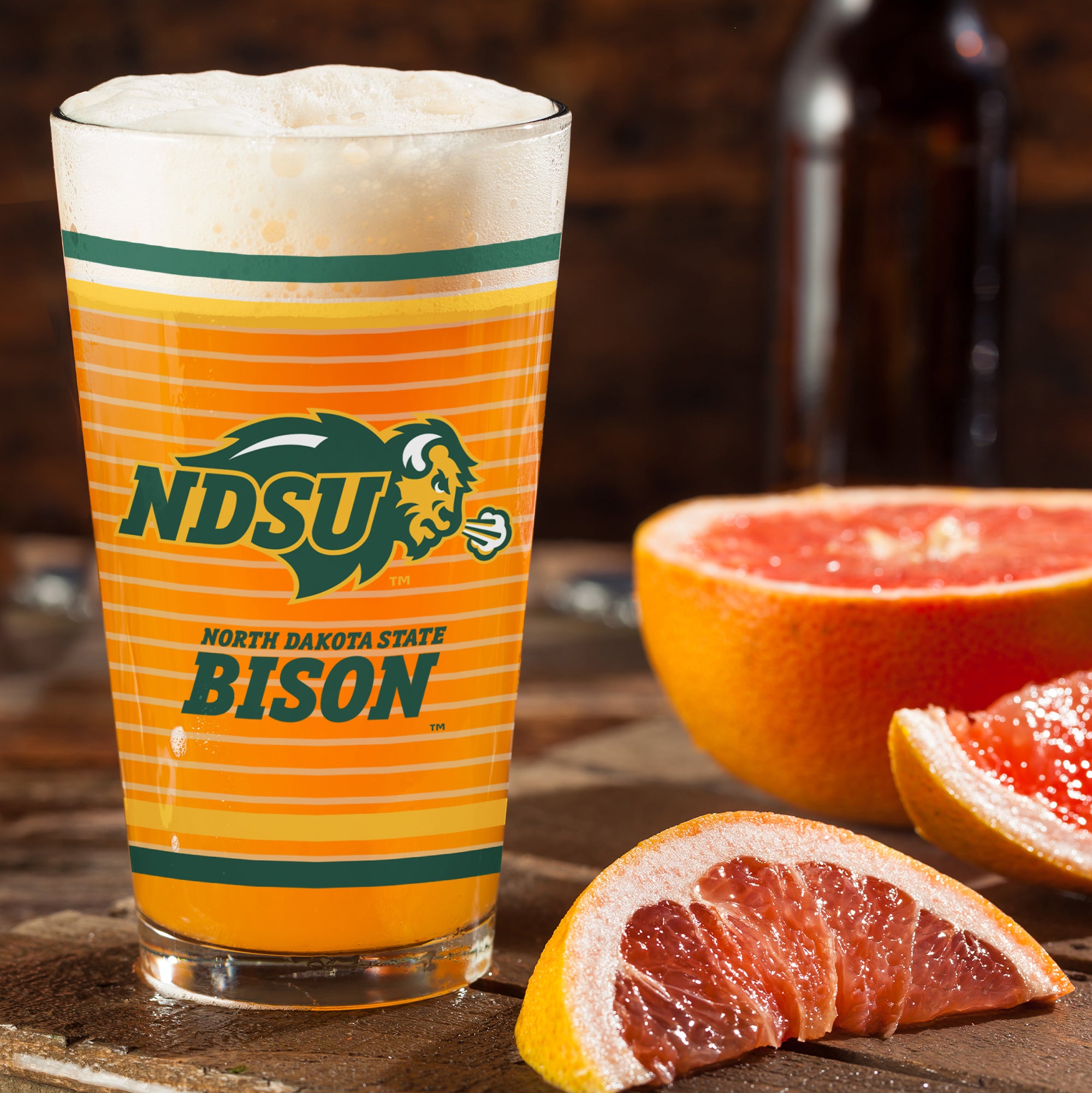 Set of 2 North Dakota State Bisons 16oz Ring Pints