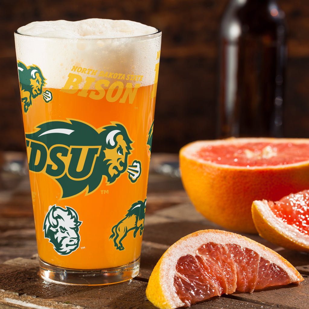 Set of 4 North Dakota State Bisons 16oz Medley Pint Glasses