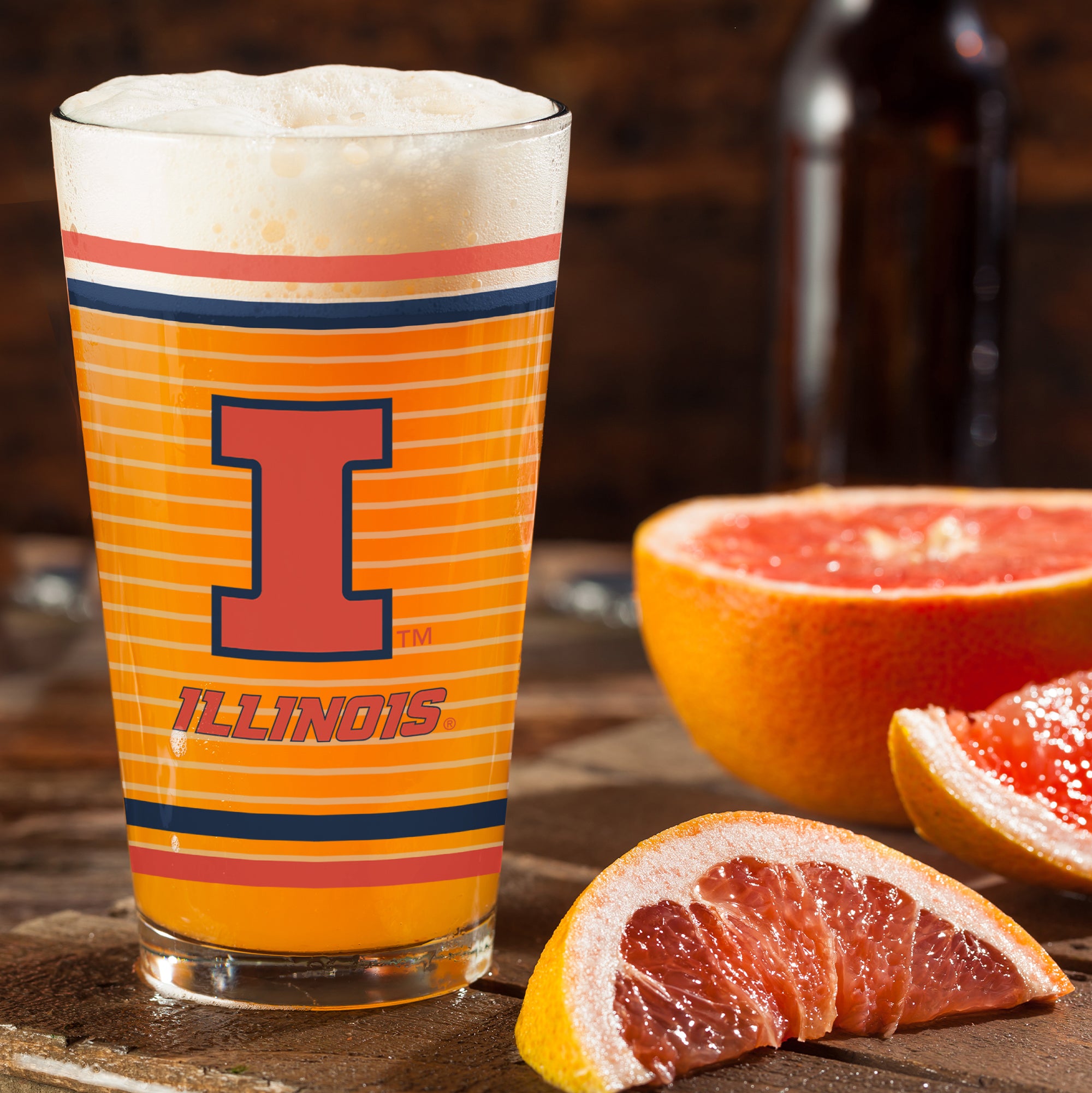 Set of 2 Illinois Fighting Illini 16oz Ring Pints