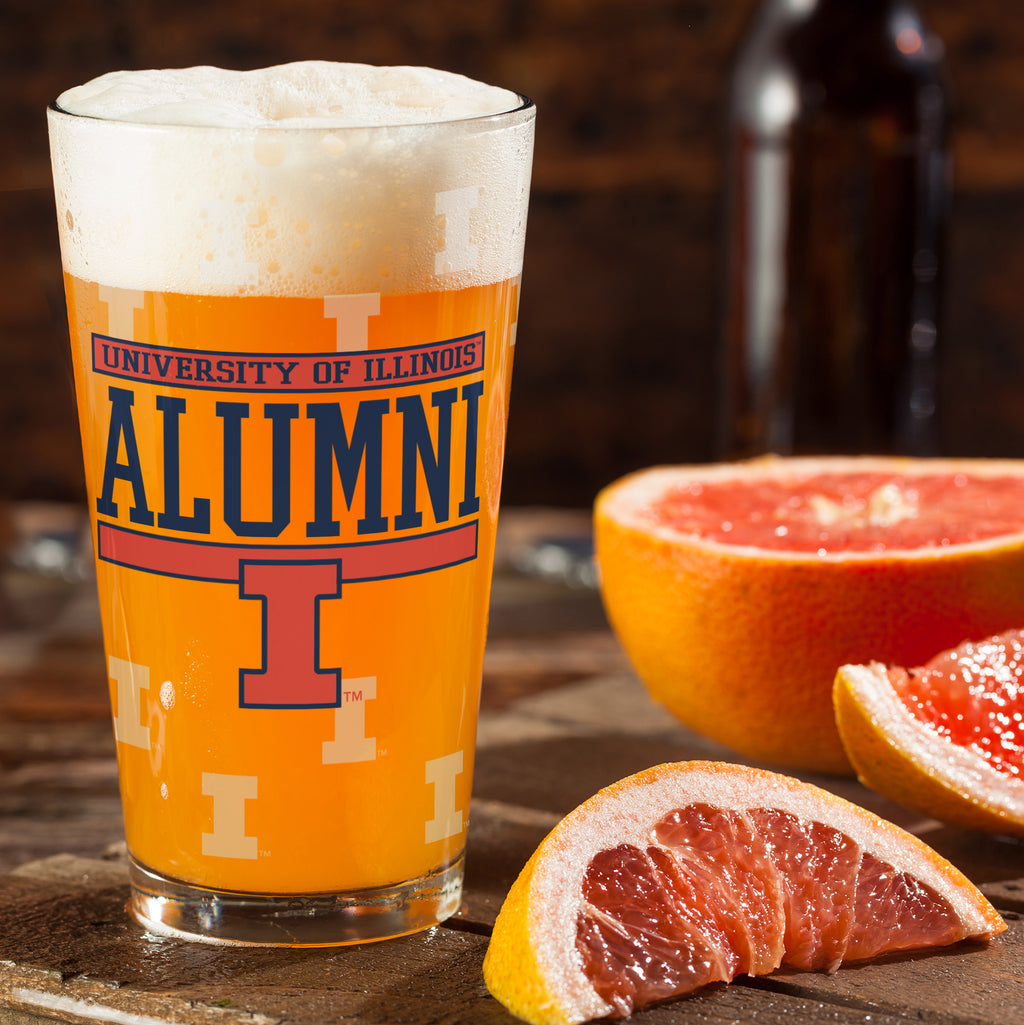 Set of 2 Illinois Fighting Illini 16oz Alumni Pints