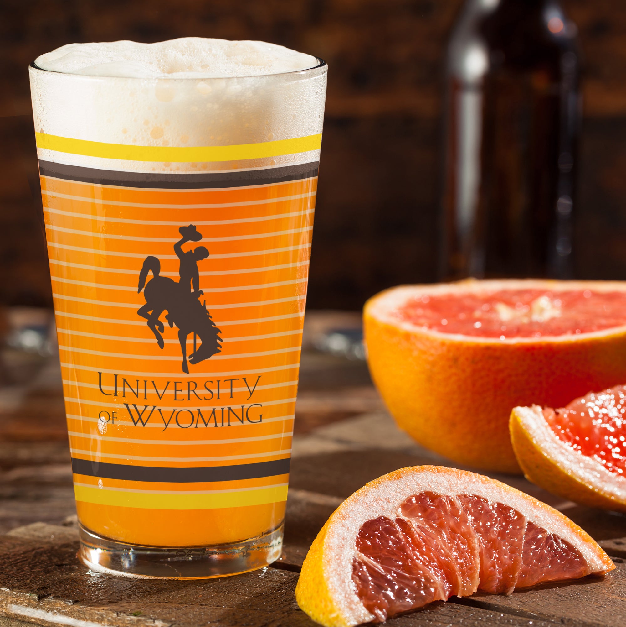 Set of 2 Wyoming Cowboys 16oz Ring Pints