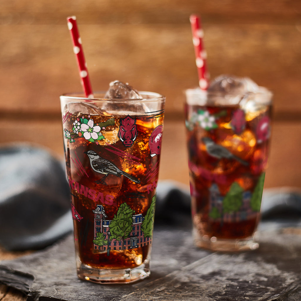 Set of 2 Arkansas Razorbacks Local 16oz Pints